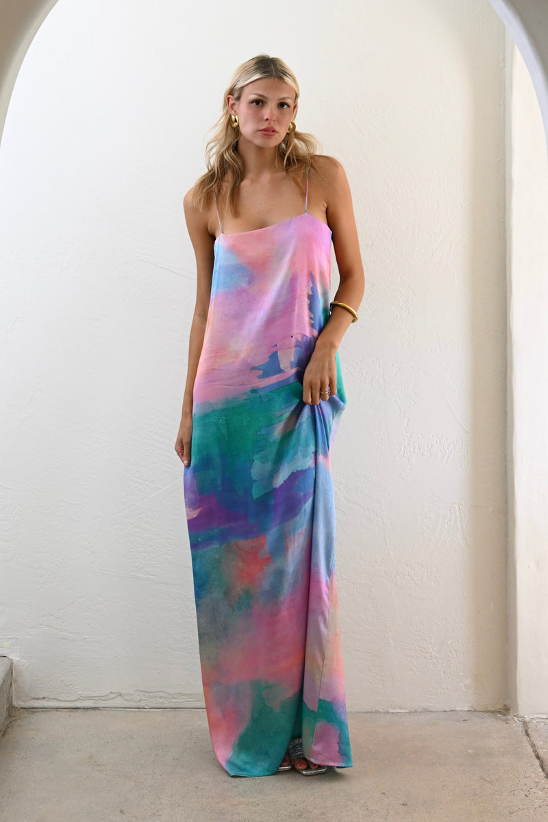 Cindy Maxi Shift Dress — Watercolor (Preorder)