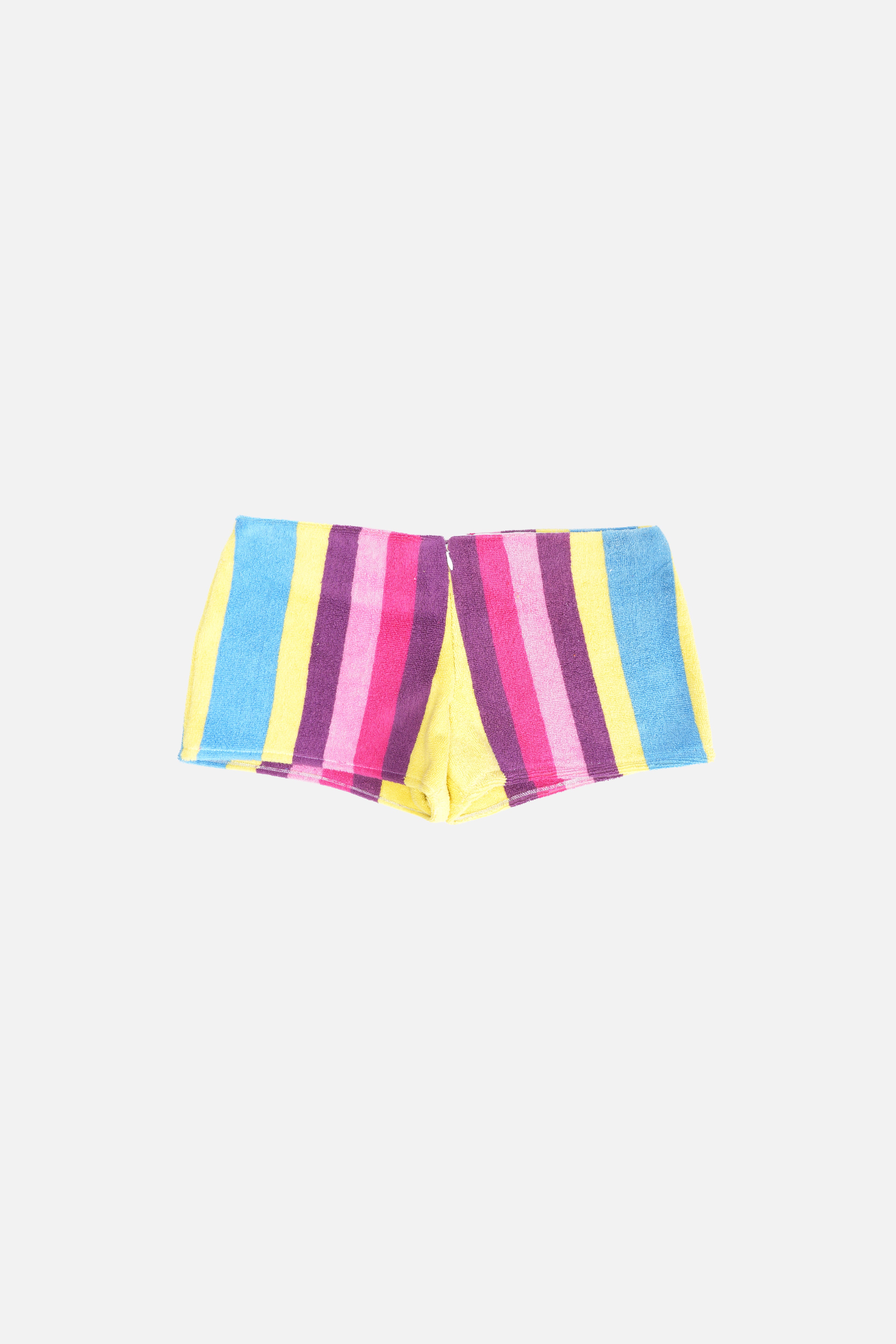 Towel Upcycled Mini Shorts — Block Stripe