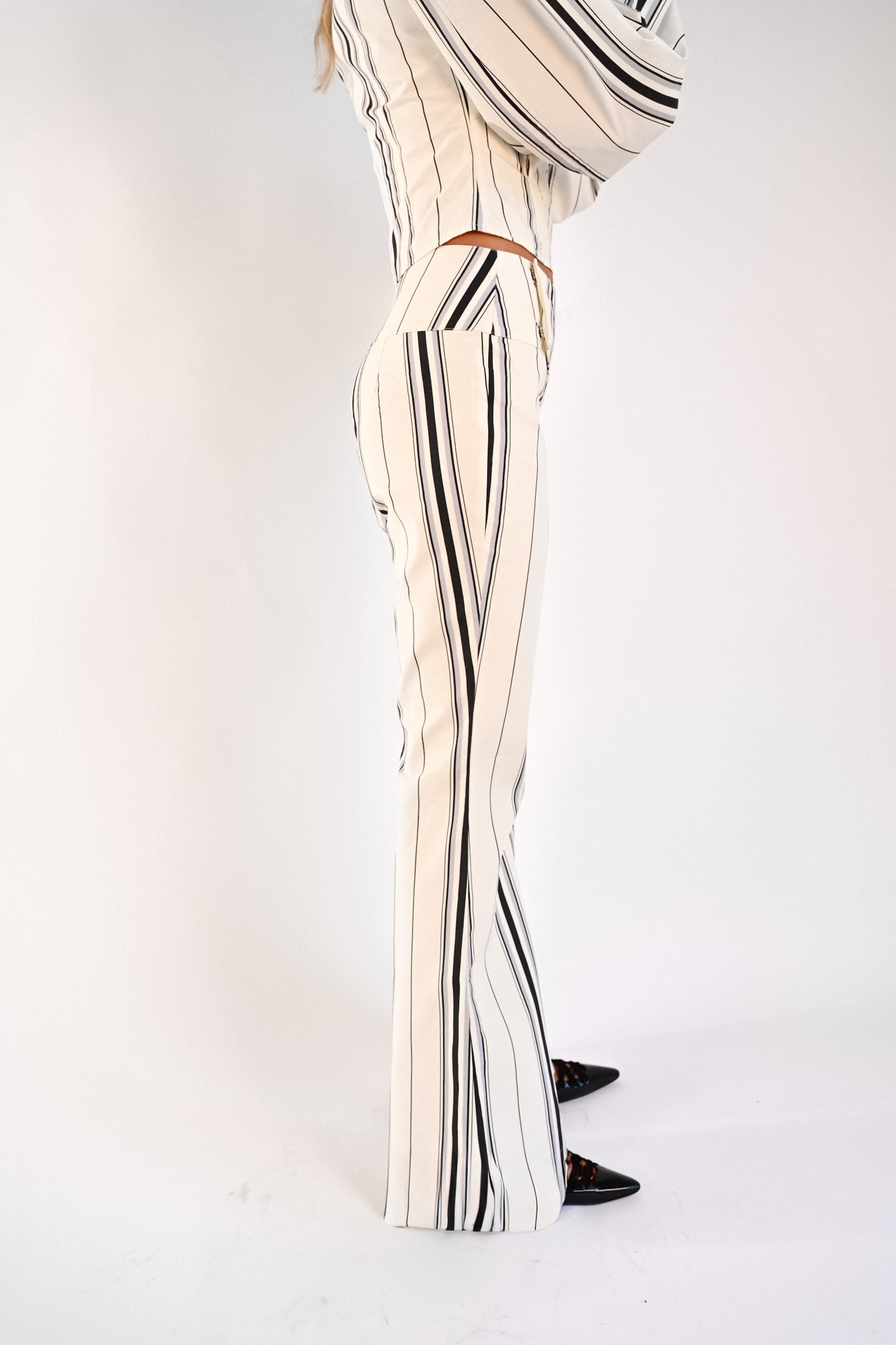 Tilly Cotton Trouser — Offwhite Striped