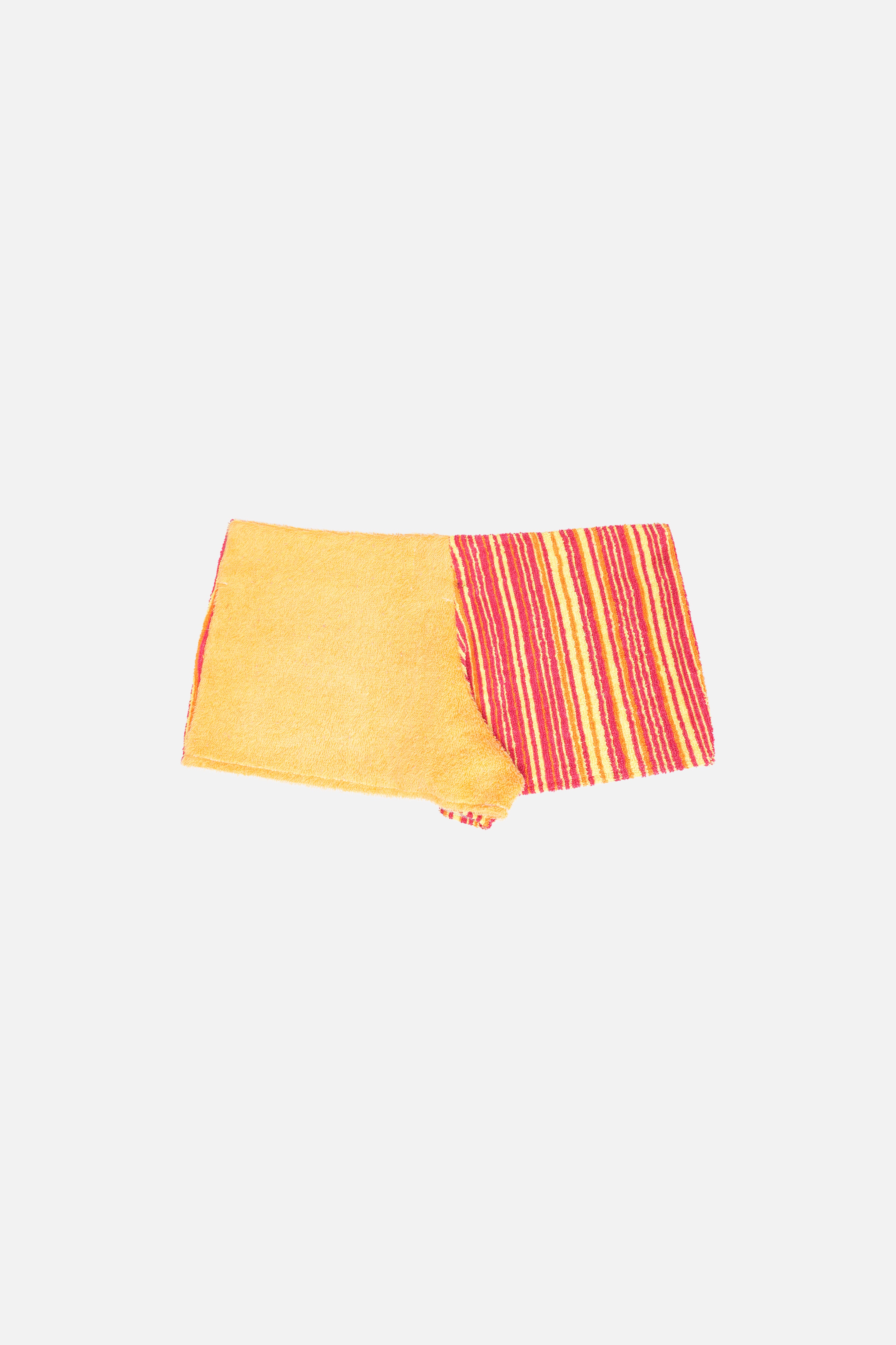 Towel Upcycled Mini Shorts — Colorblock Stripe