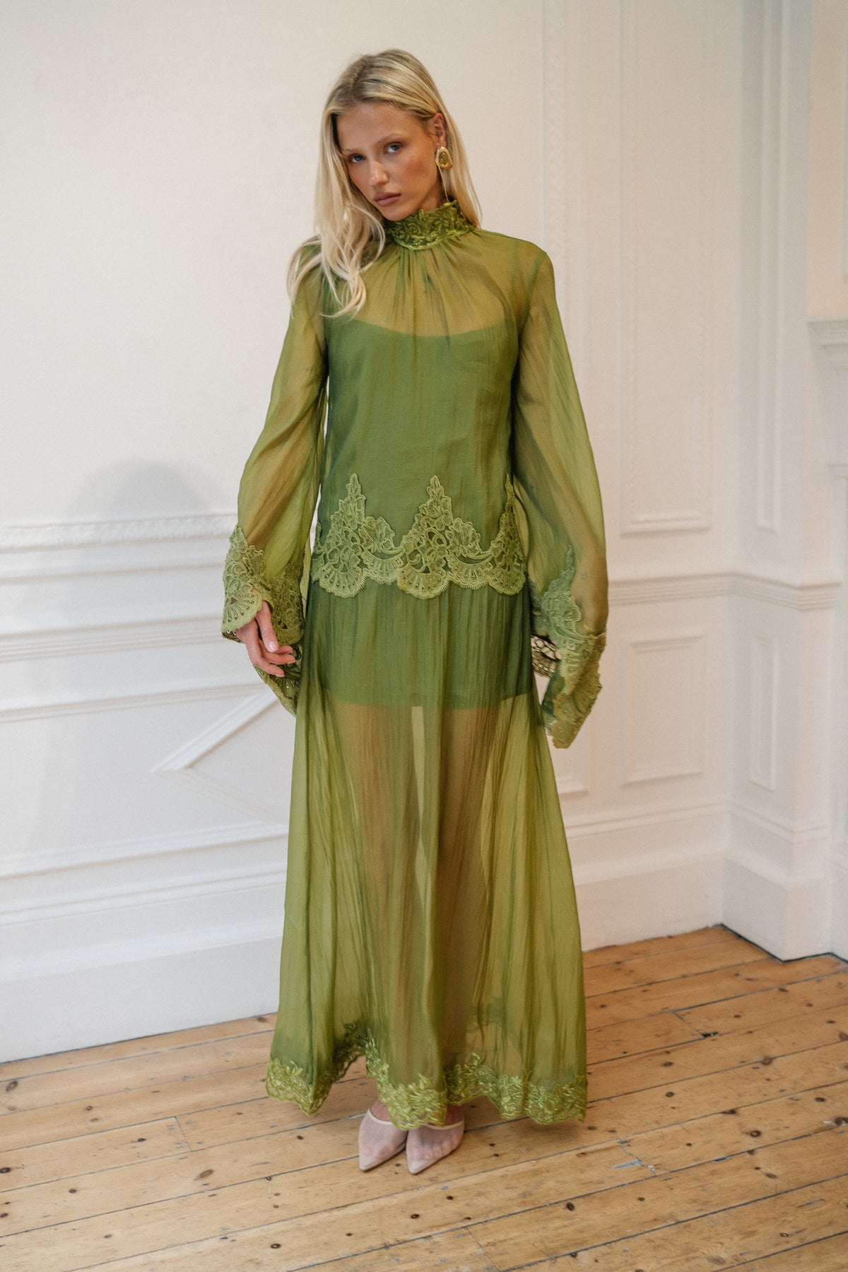 Liz Organza Dress — Olive