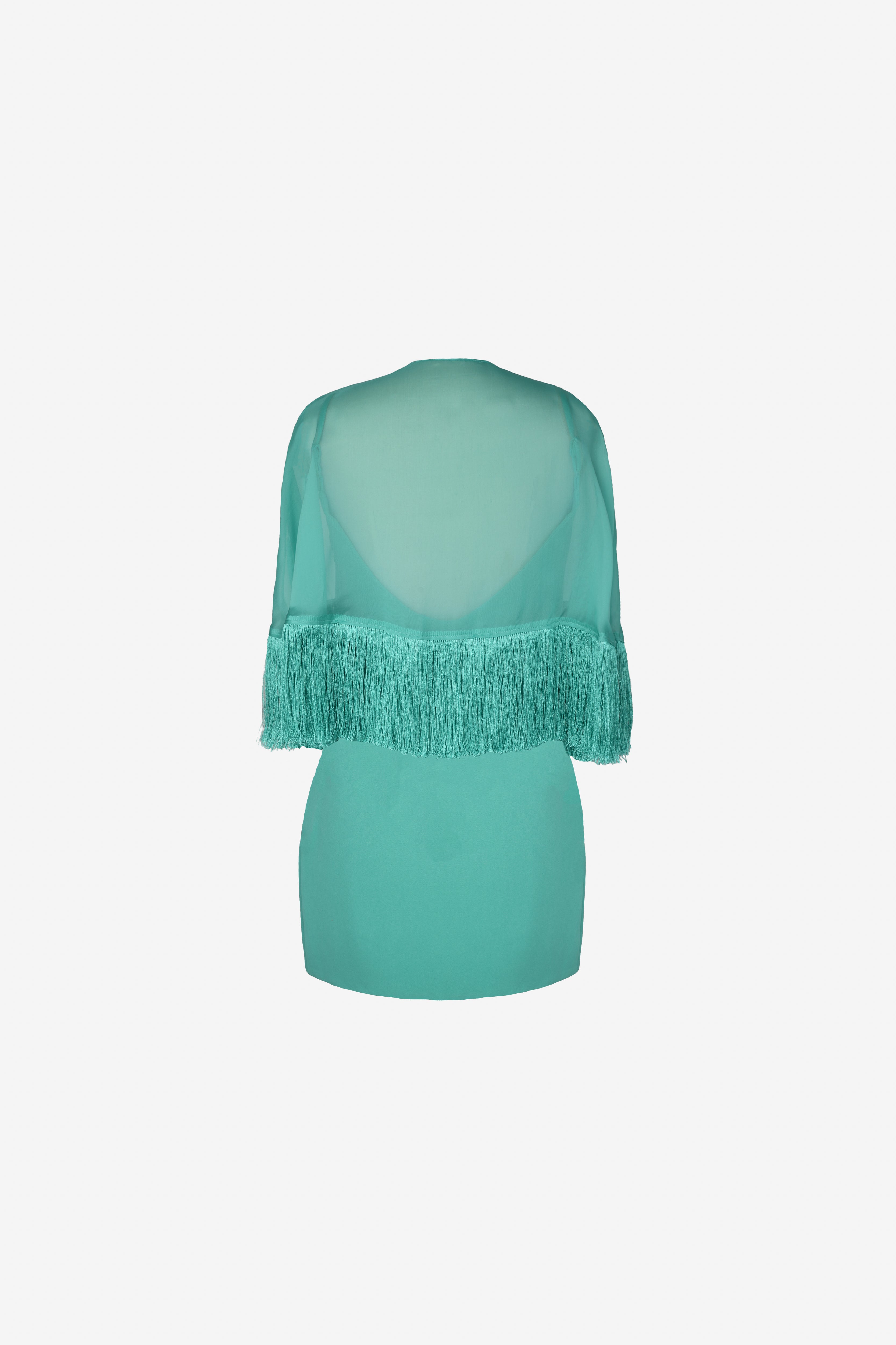 Callan Cape Dress — Teal