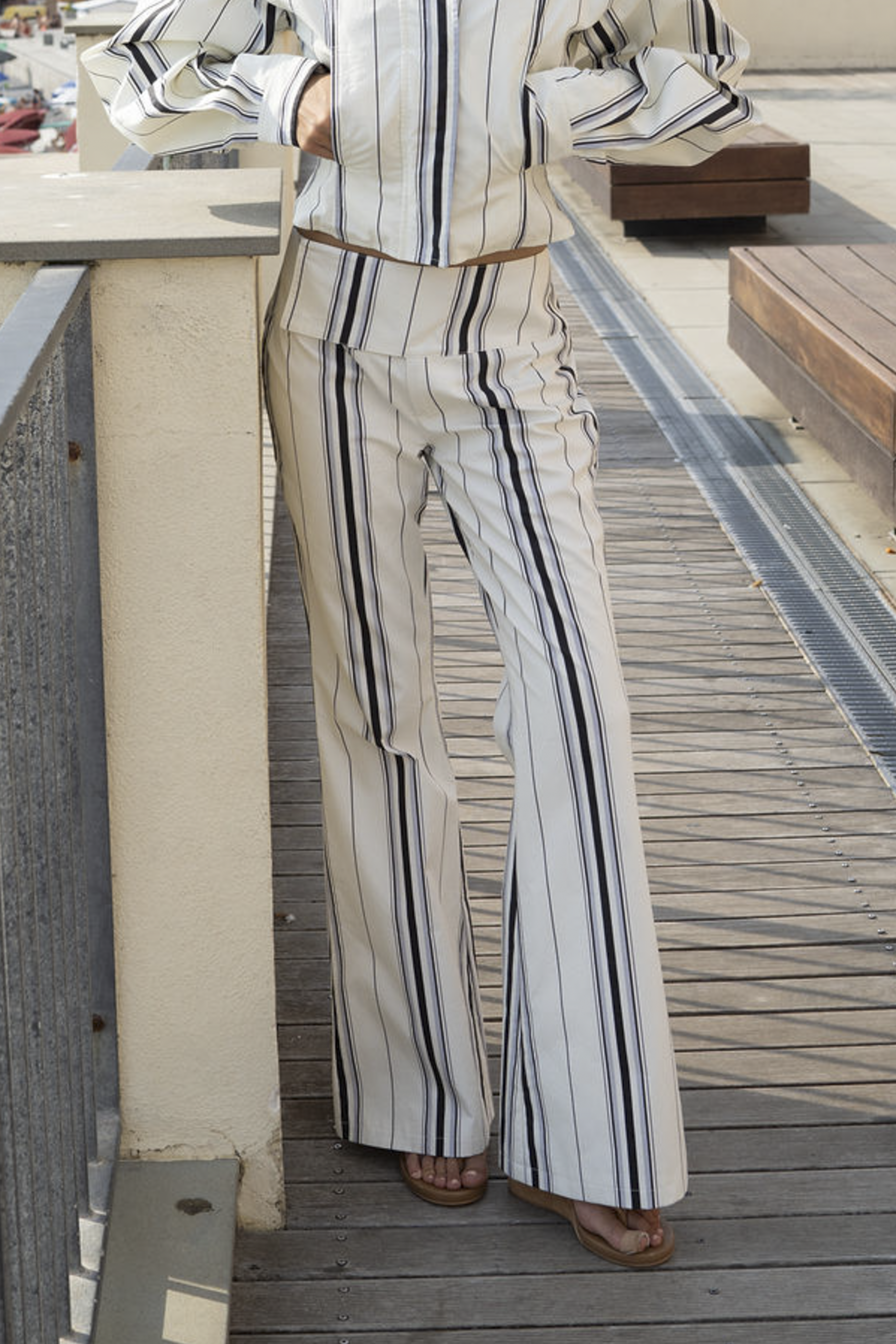 Tilly Cotton Trouser — Offwhite Striped