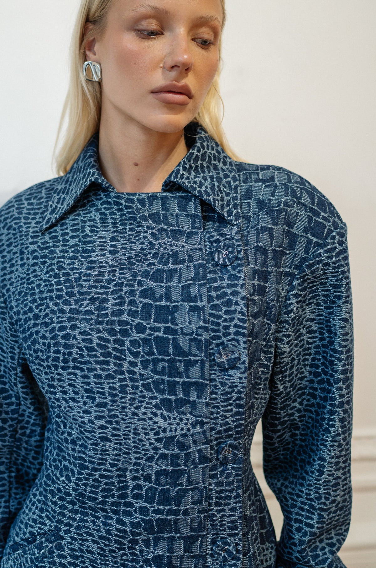 Monty Jacquard Jacket — Denim Croc