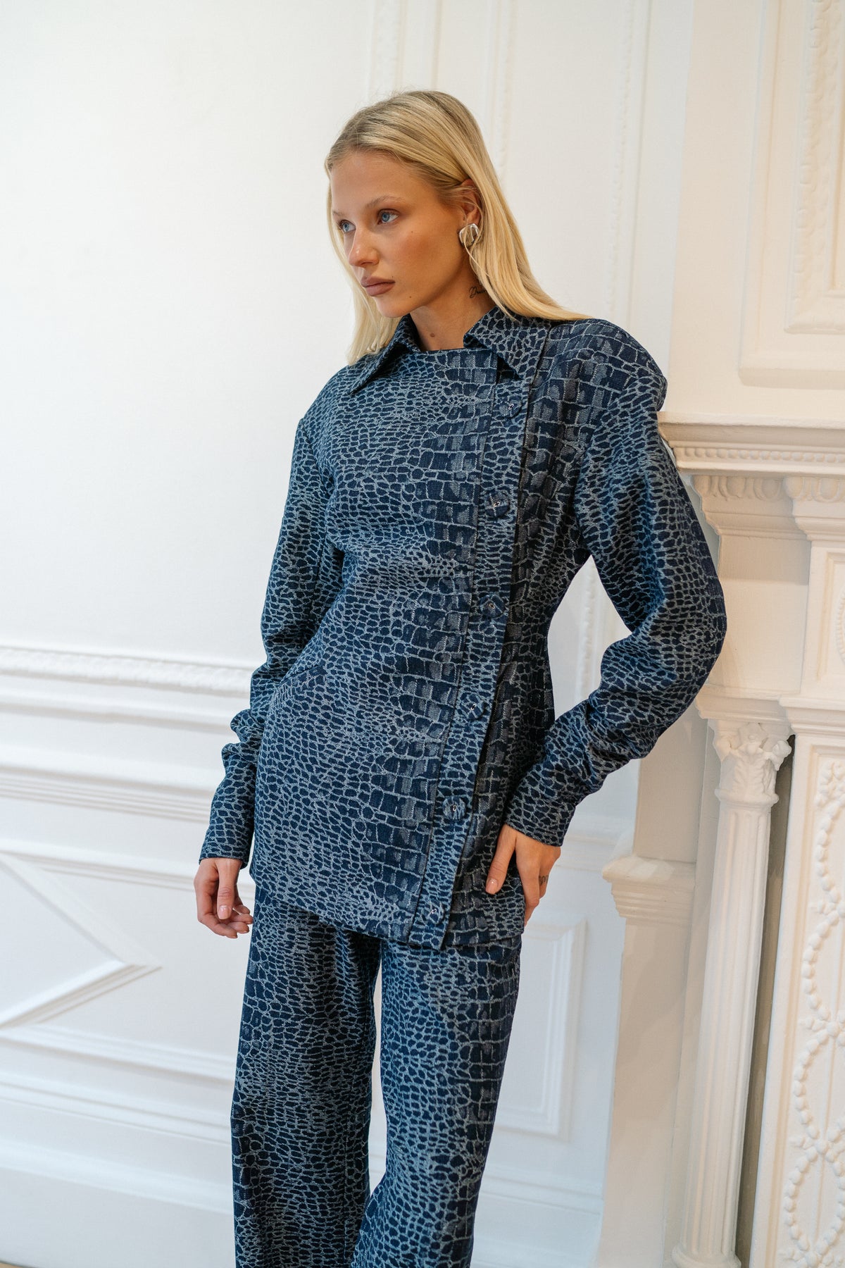 Monty Jacquard Jacket — Denim Croc