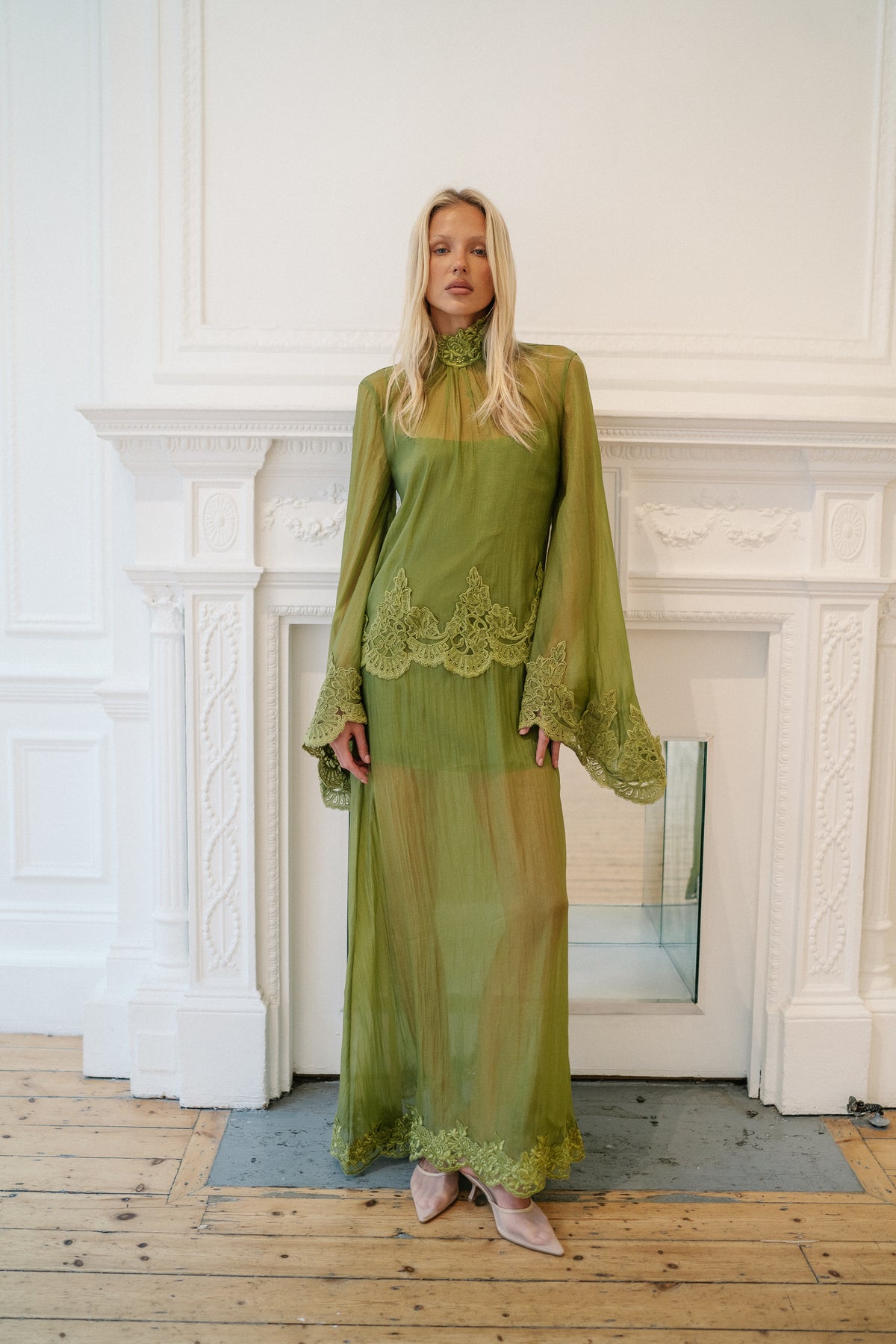Liz Organza Dress — Olive