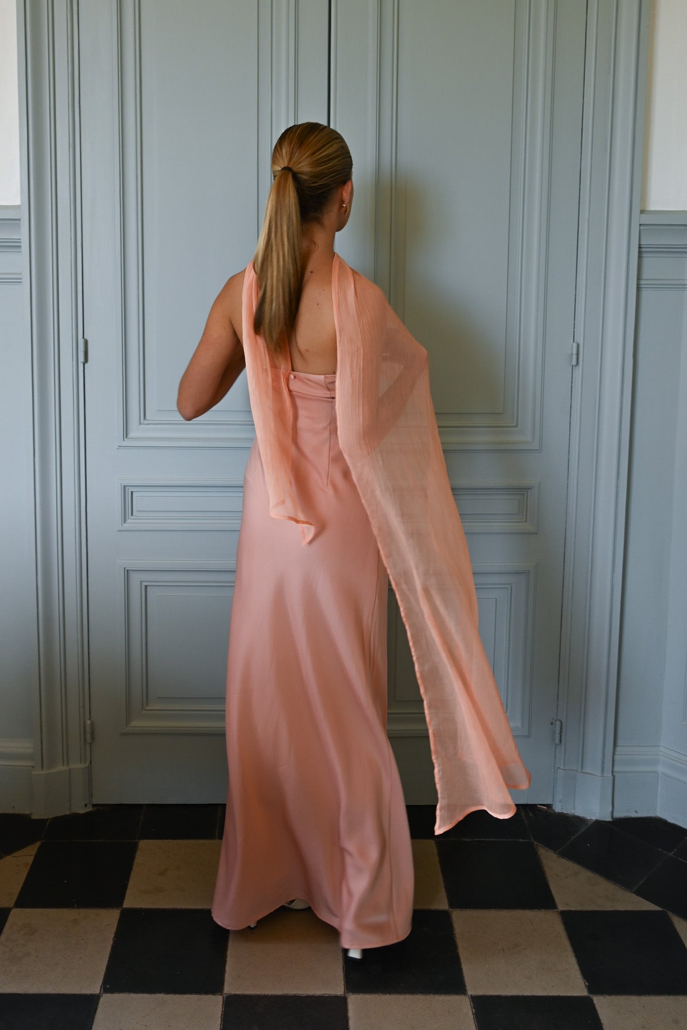 Vitoria Cape Dress — Peach