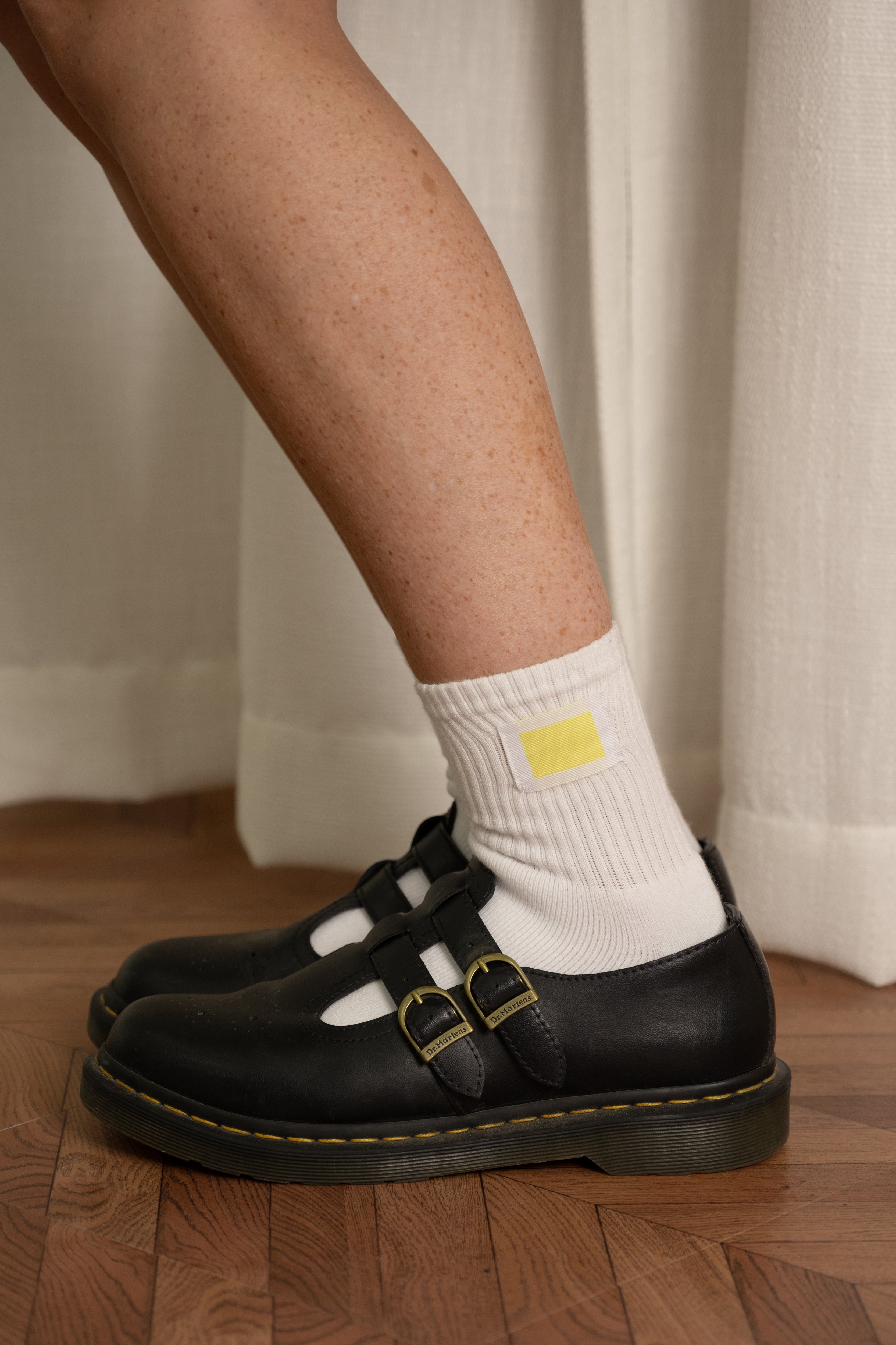 Yellow the Label Signature Patch Socks - Detail Shot of Patch