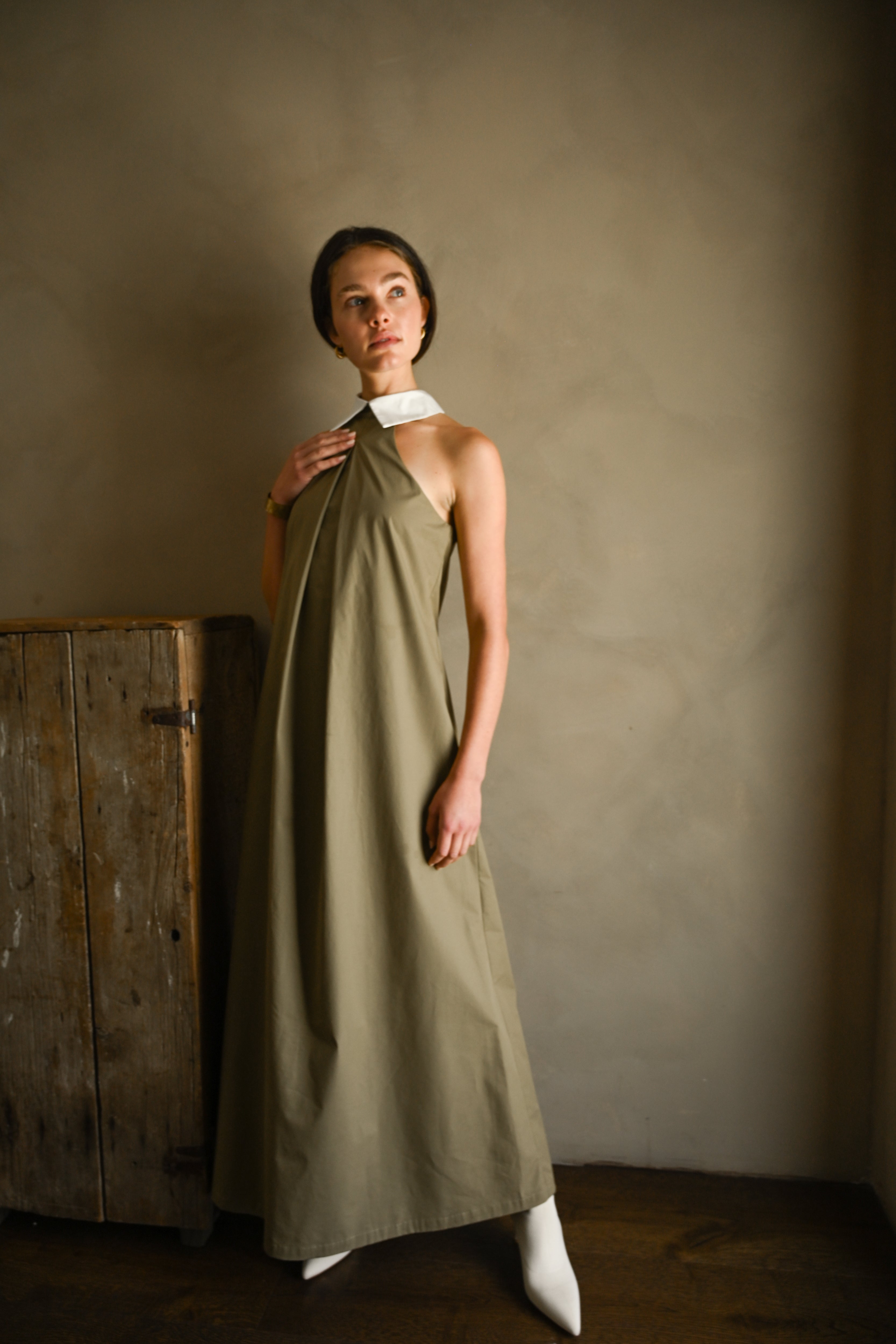 Reilly Cotton Poplin Dress — Olive