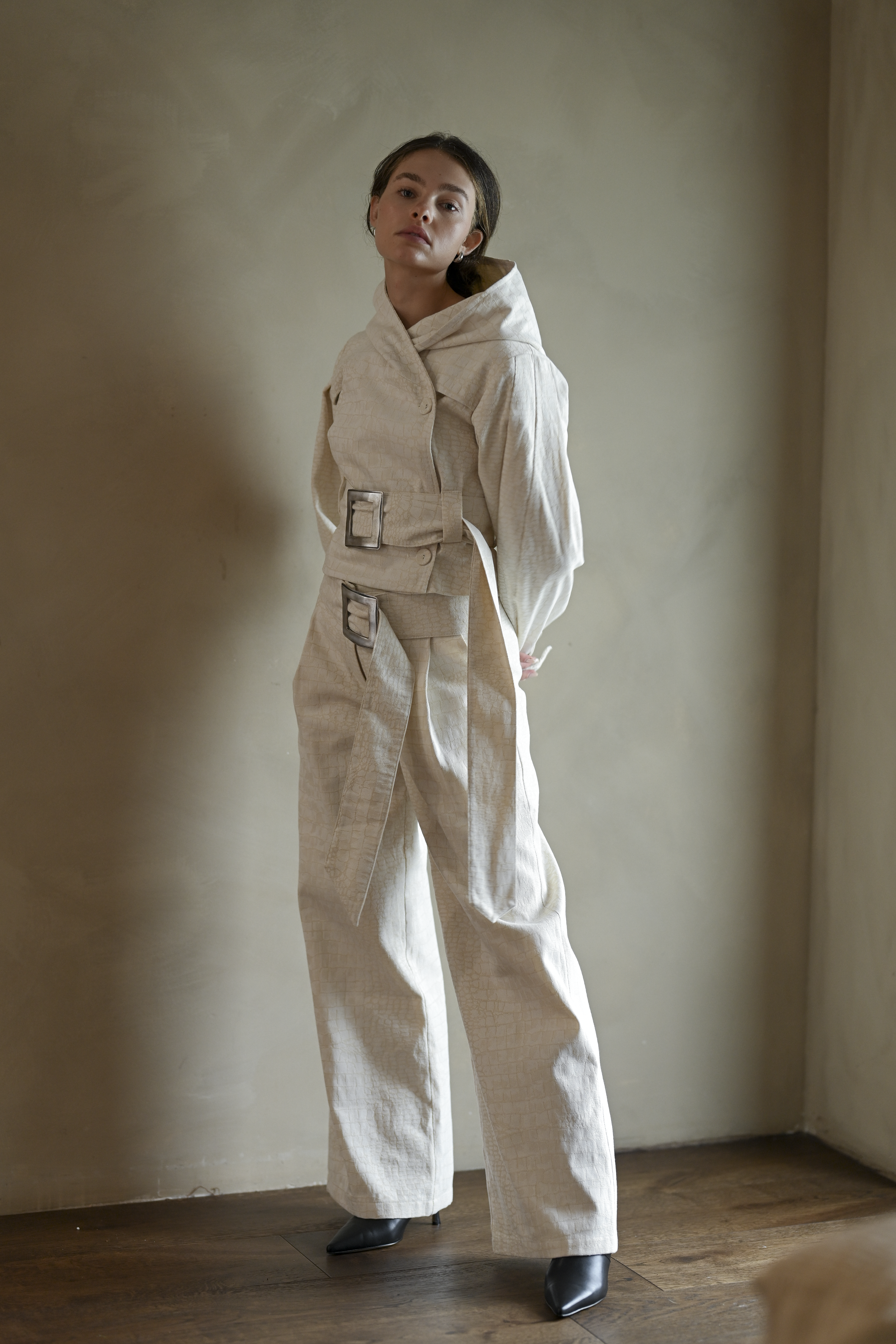 Soli Belted Pant — Snakeskin Jacquard