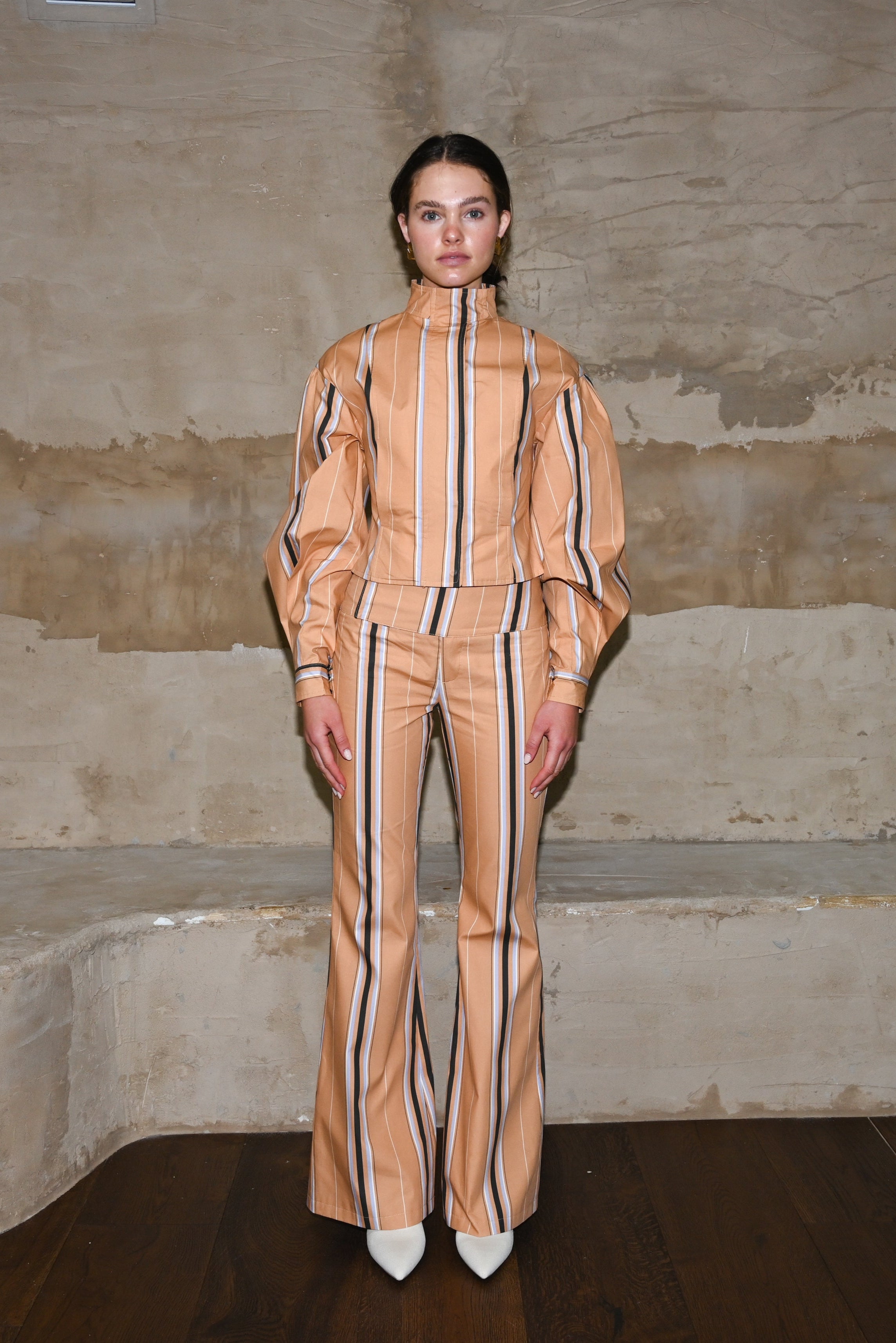 Tilly Cotton Trouser — Camel Striped