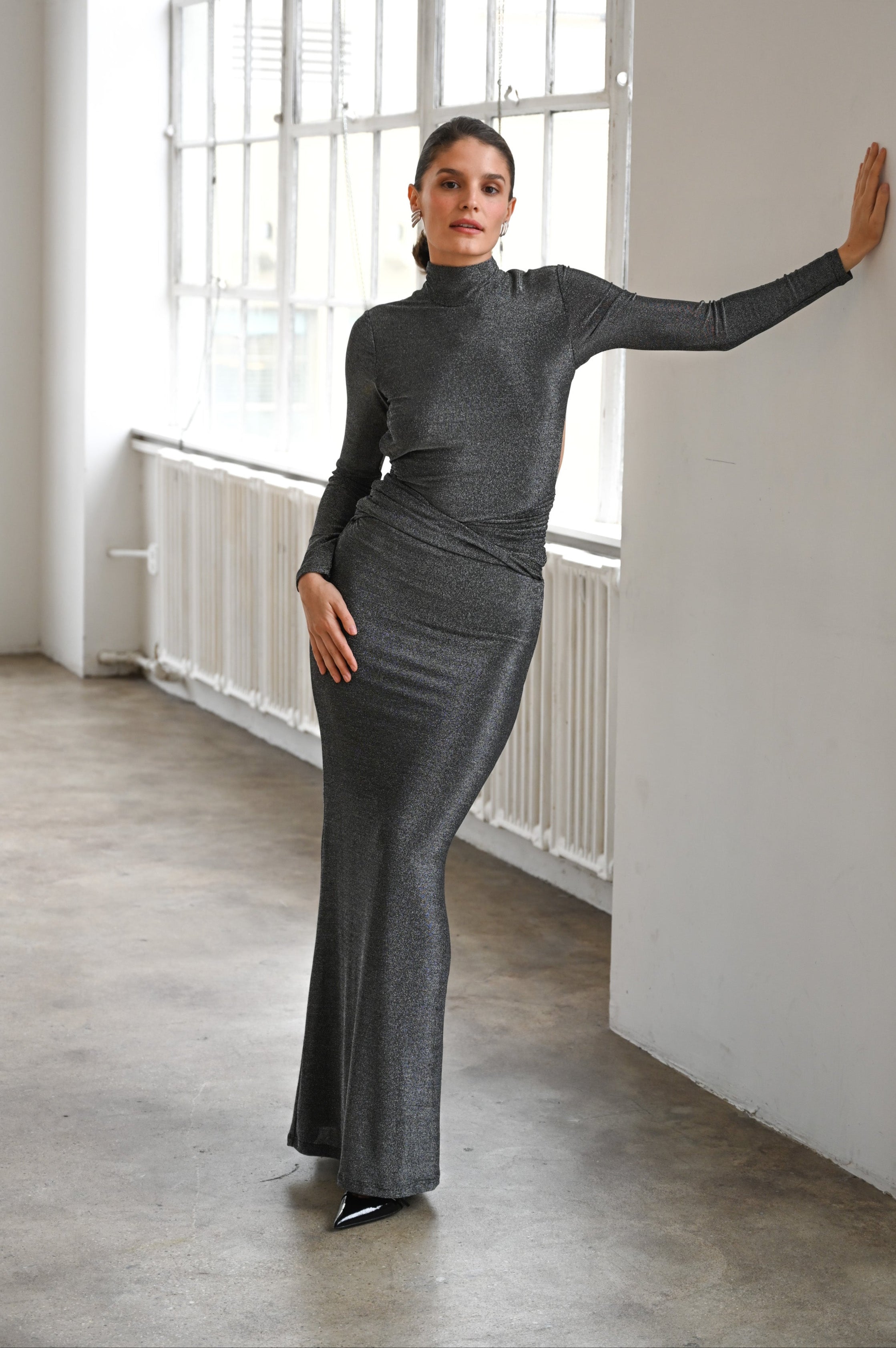 Cassia Maxi Dress — Iridescent Onyx