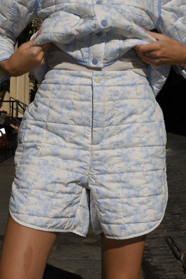 Iris Quilted Shorts — Blue Toile