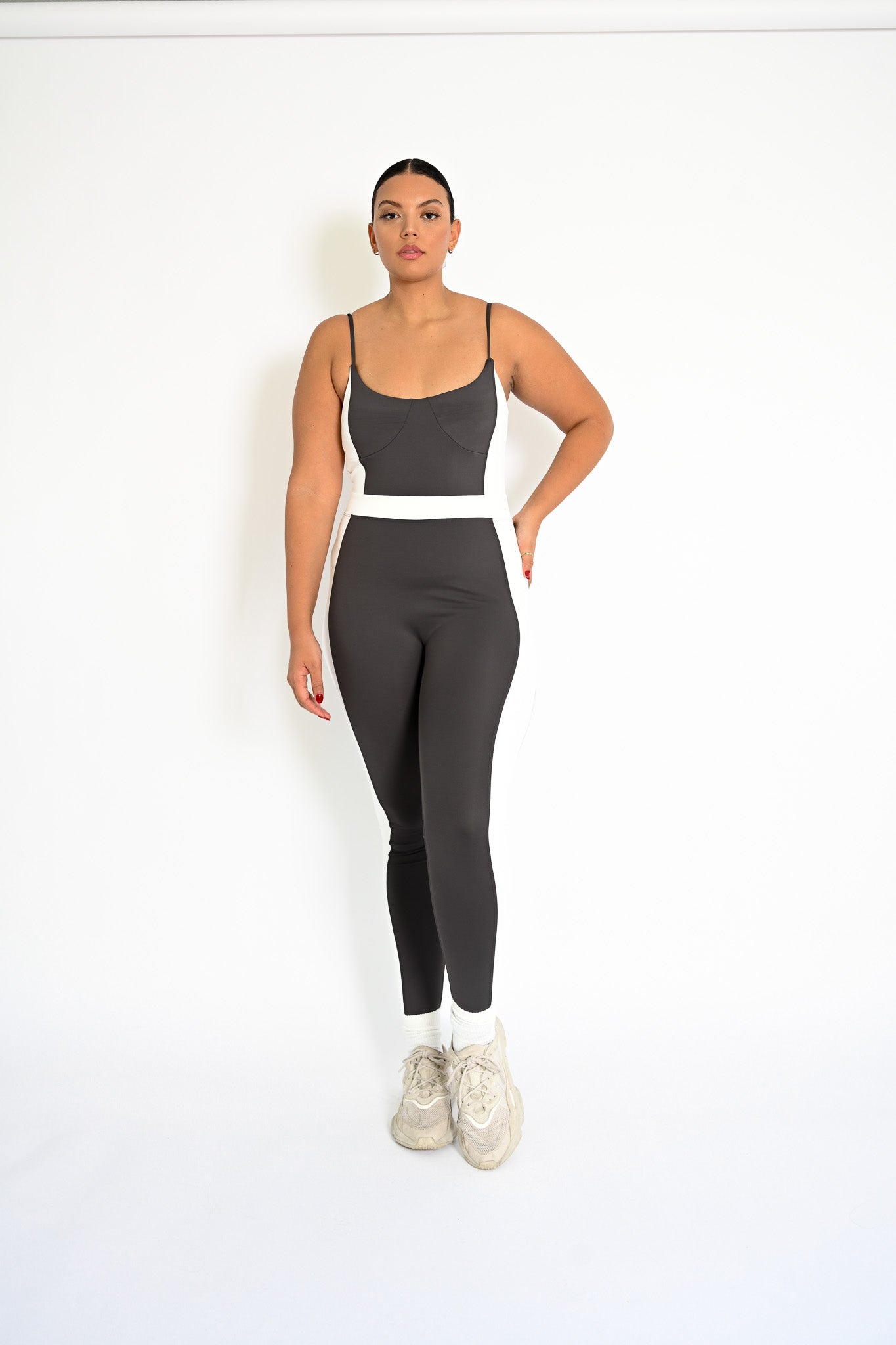 Mackenzie Belted Bodysuit — Charcoal