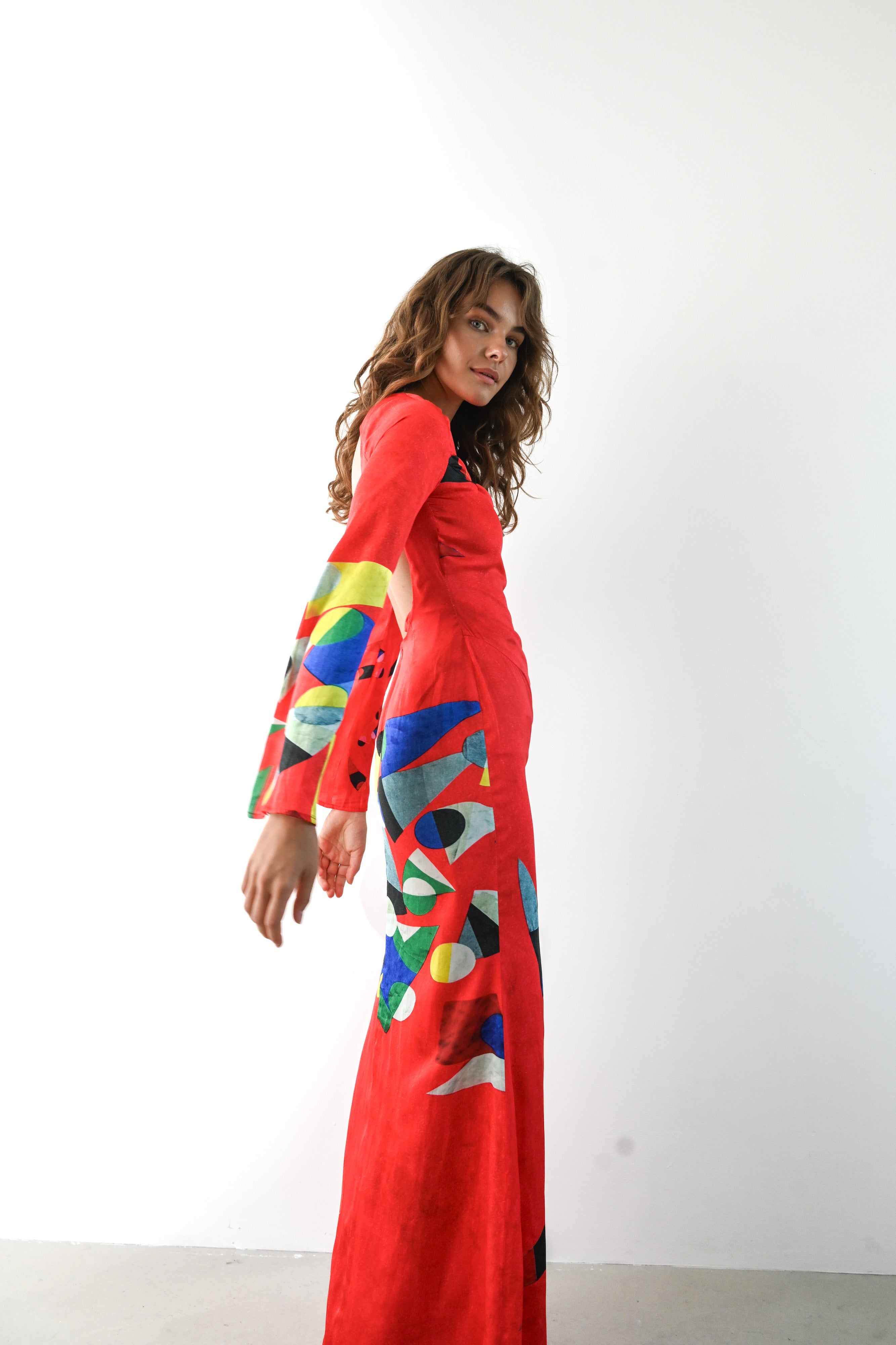 Nova Dress — Red Geometric