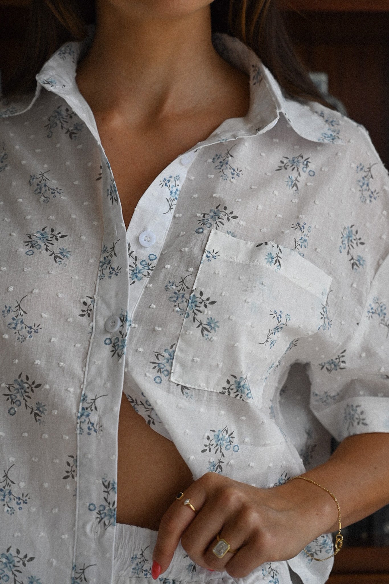 Rosy Collared Shorts Set — Baby's Breath