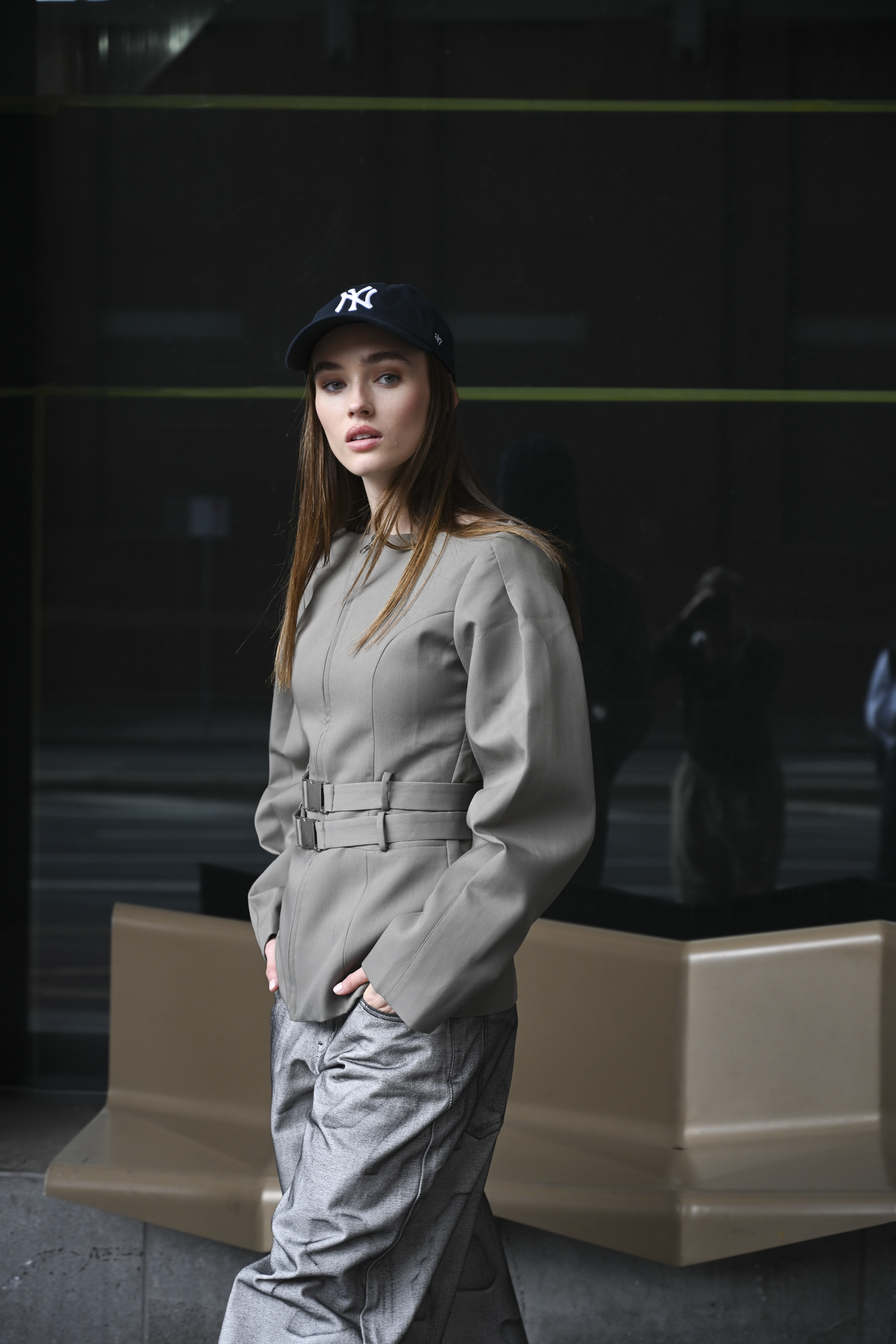 Vyana Belted Jacket — Slate