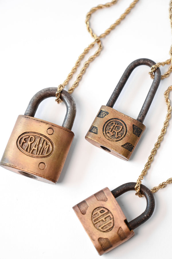 Upcycled Lock Necklace — Square Brass/Gold