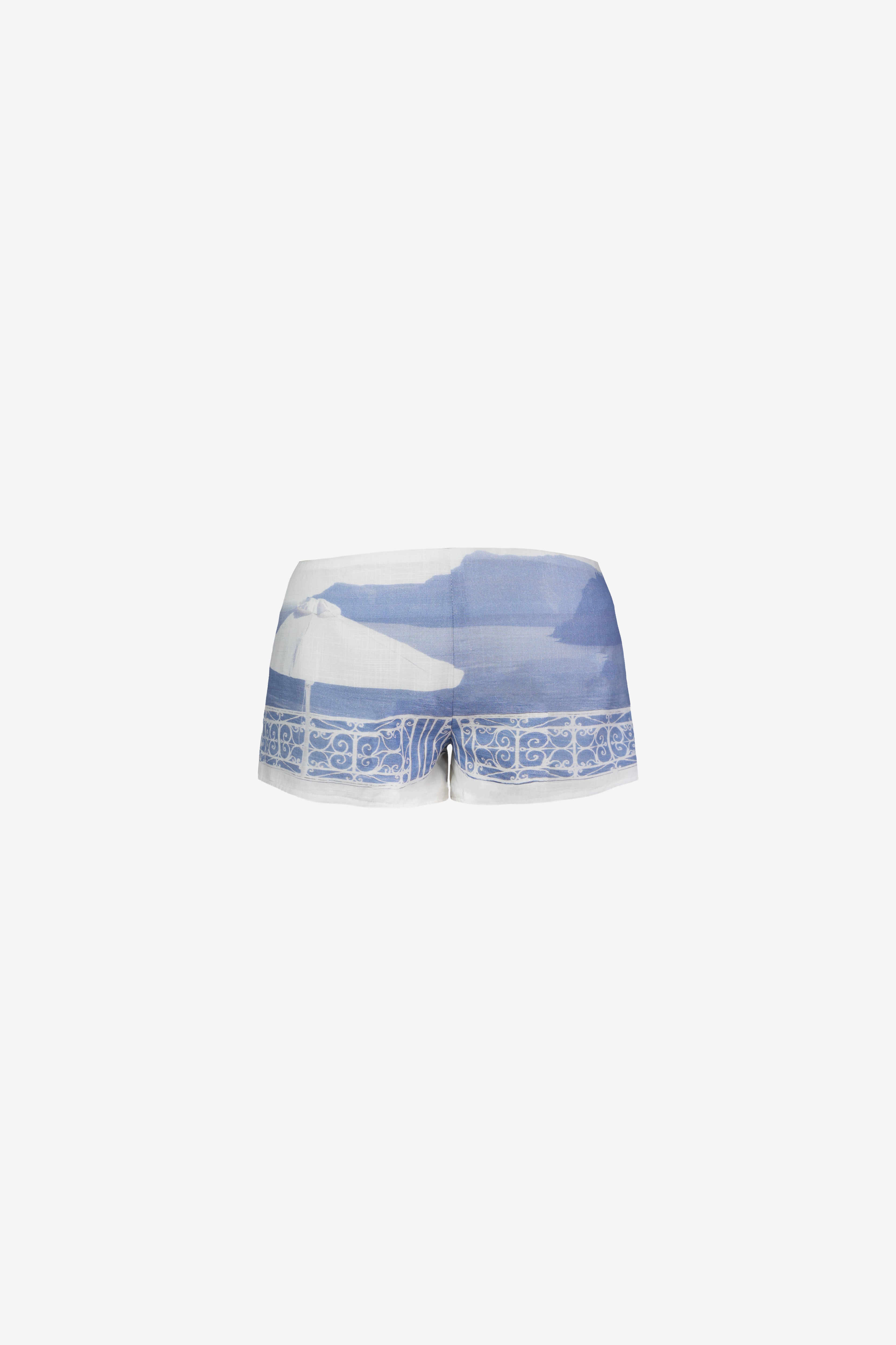Finley Linen Shorts in Balcony print, view 7