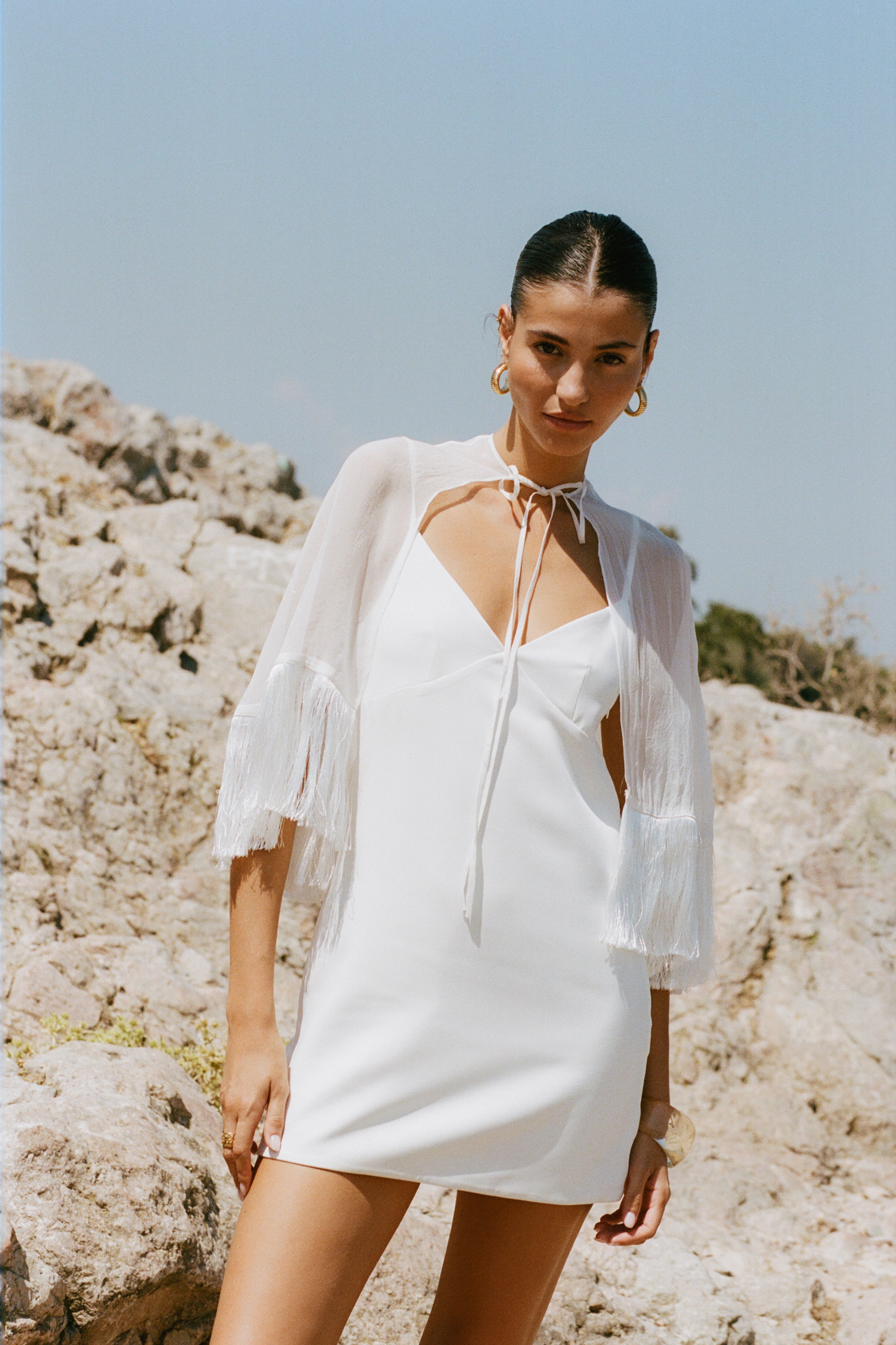 Callan Cape Dress — White