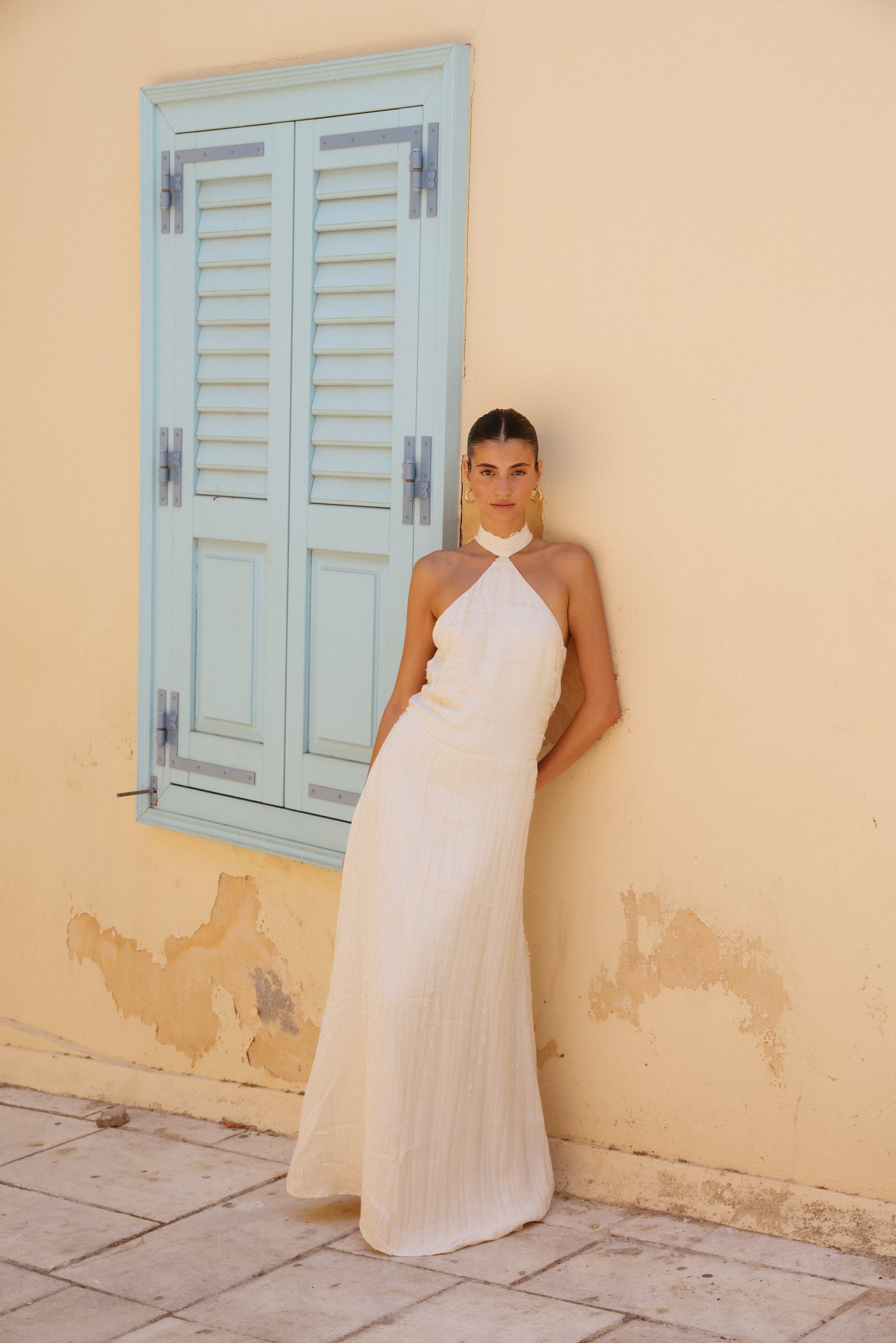 Palmetto Textured Dress — Ivory