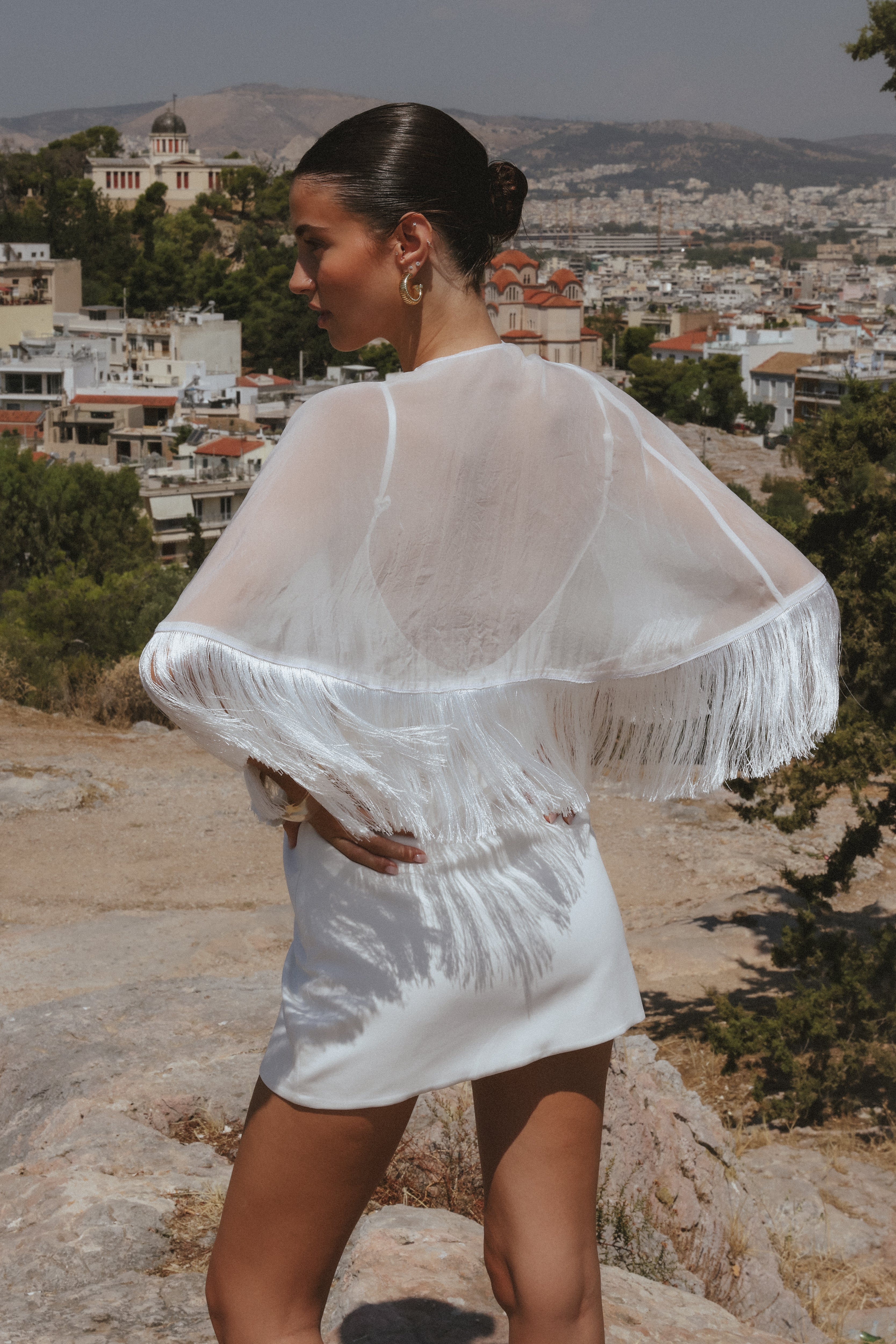 Callan Cape Dress — White