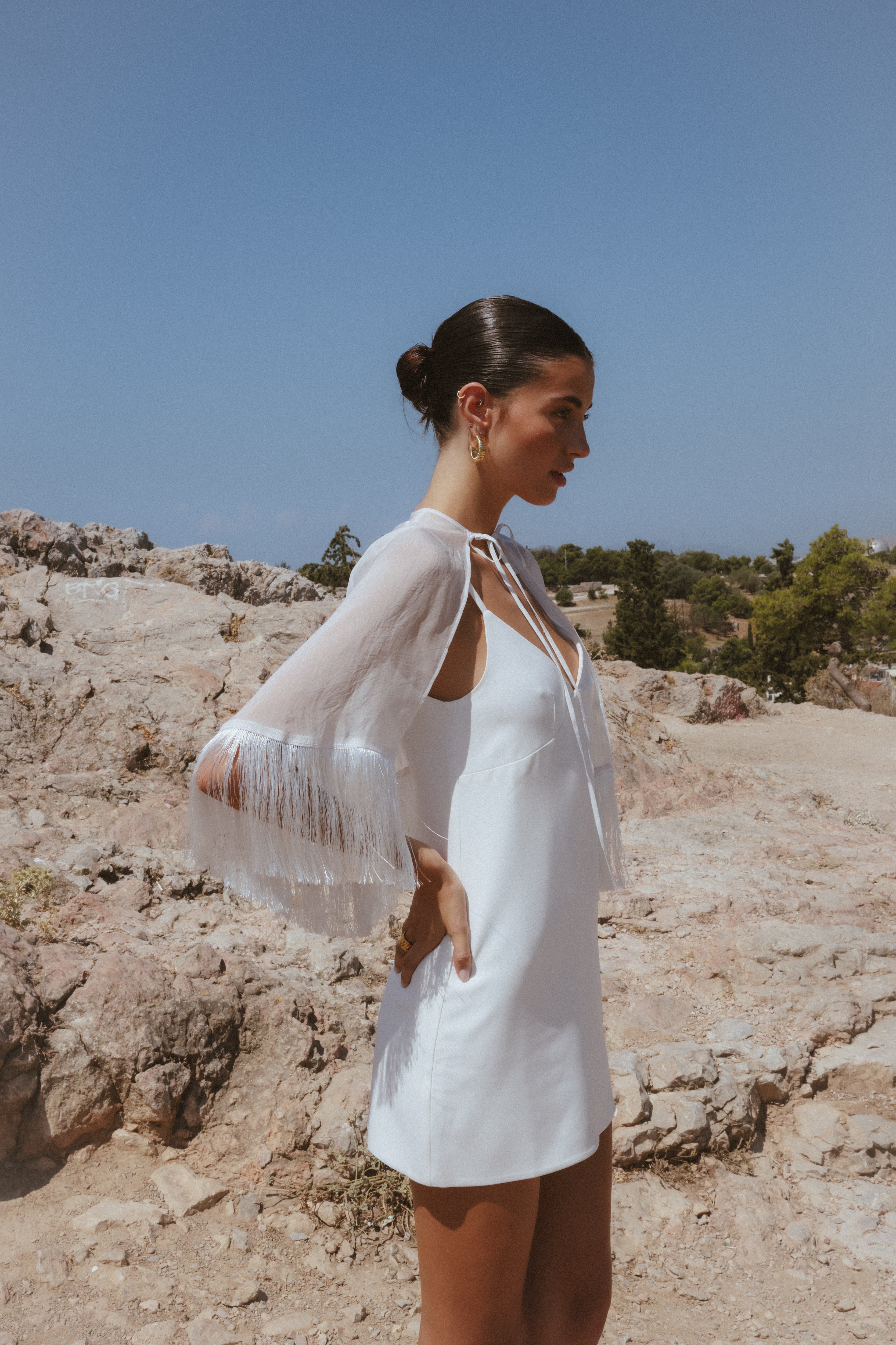 Callan Cape Dress — White