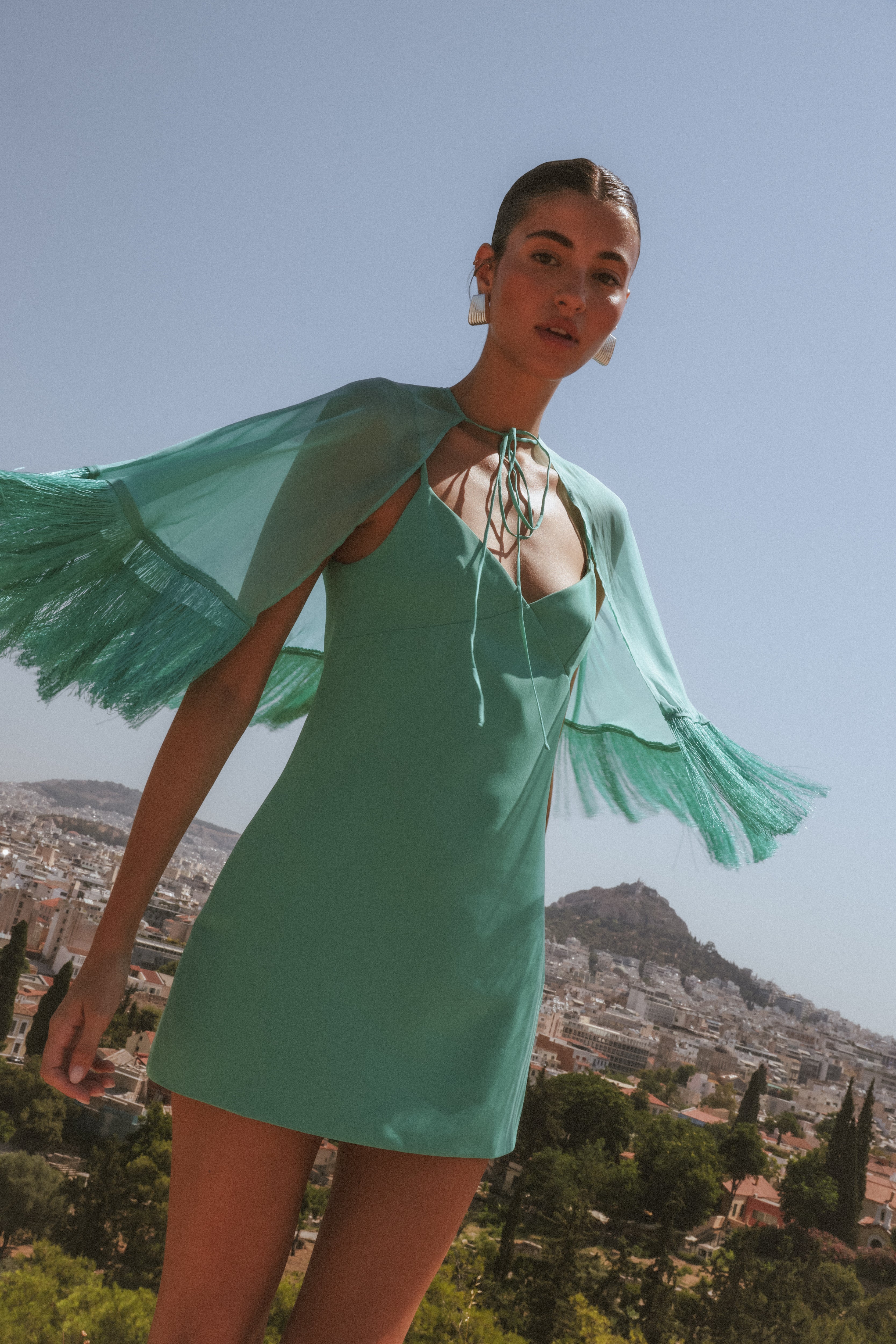 Callan Cape Dress — Teal
