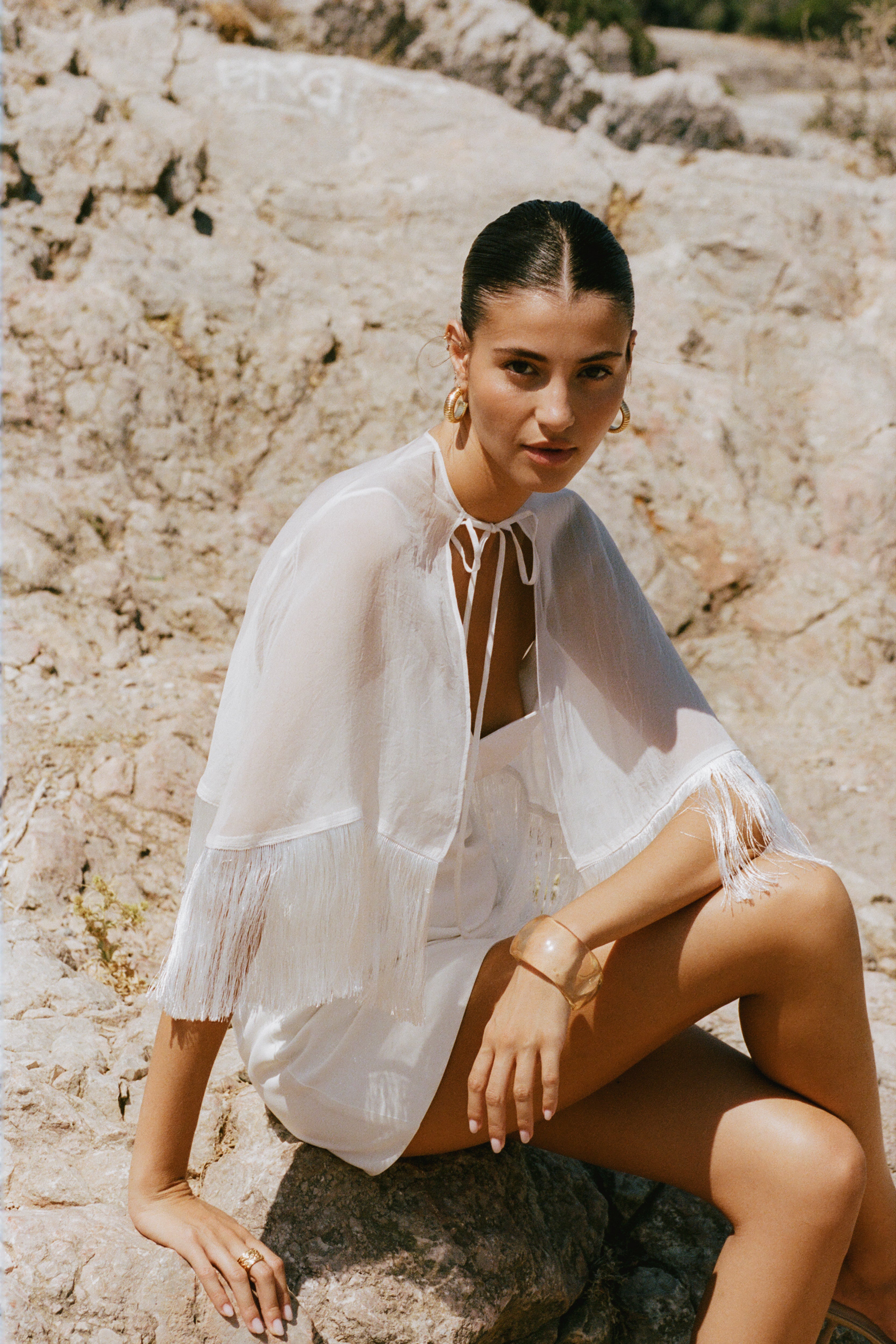 Callan Cape Dress — White