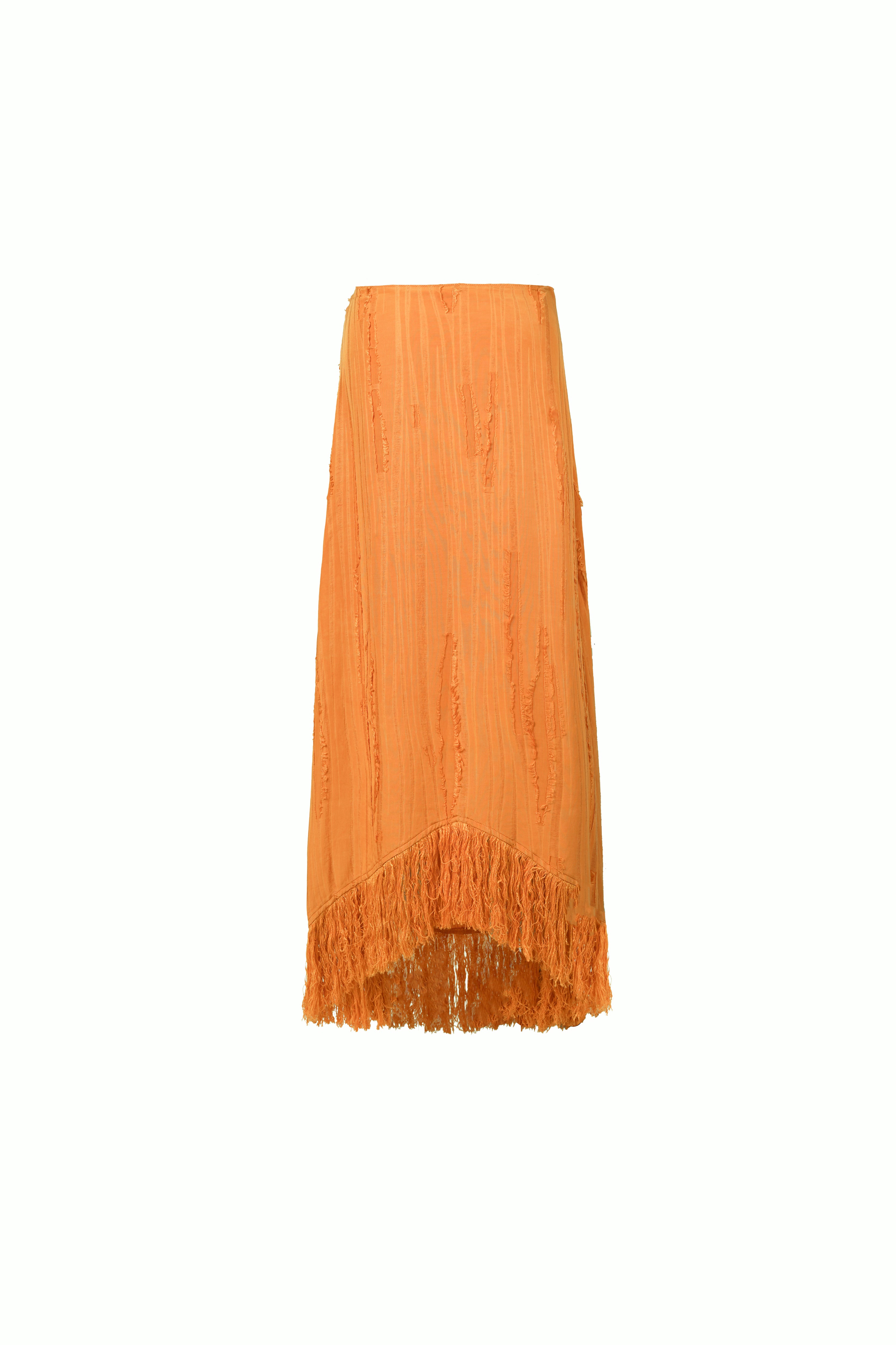 Lennie Fringe Skirt in Orange — fringe-trimmed skirt