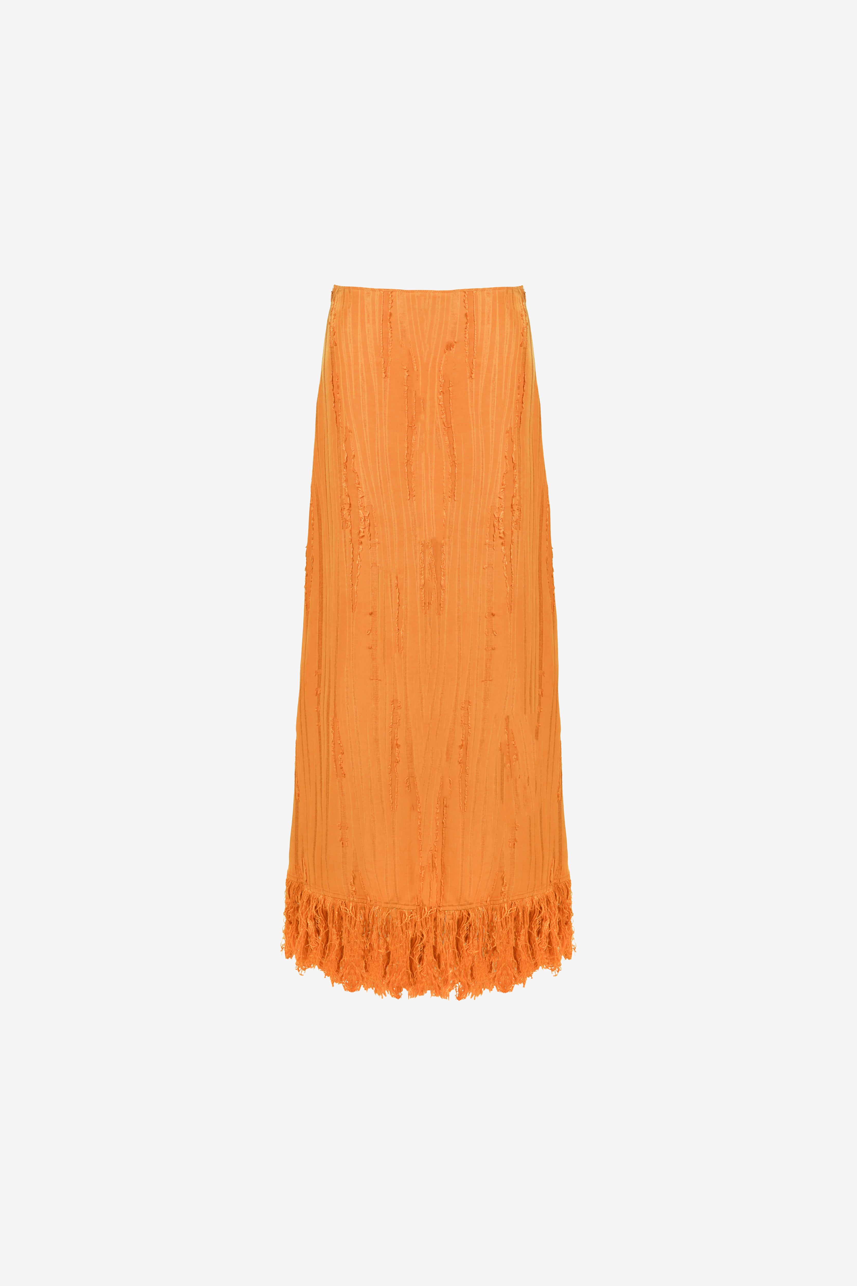 Lennie Fringe Skirt — Orange