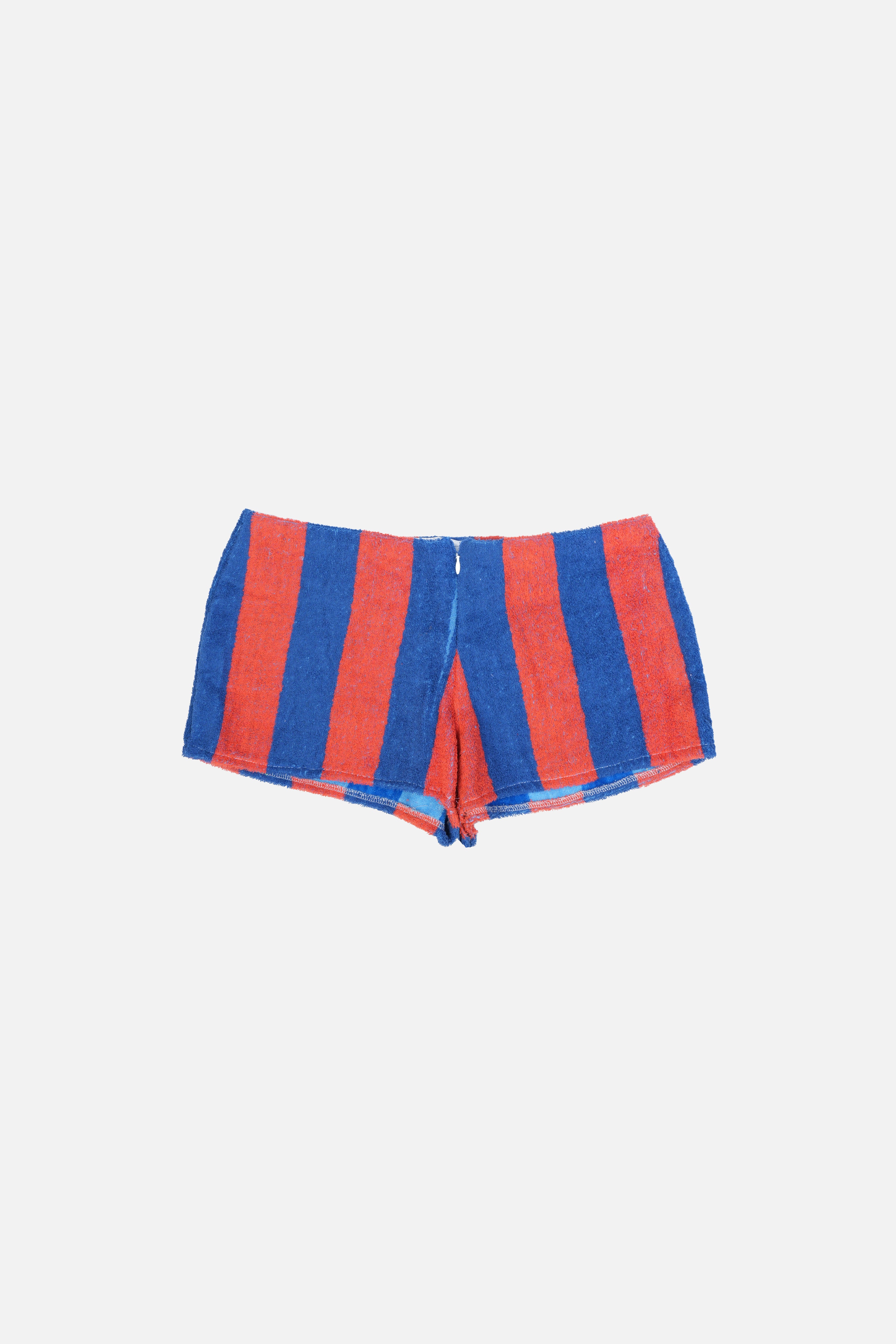 Towel Upcycled Mini Shorts — Bold Stripe