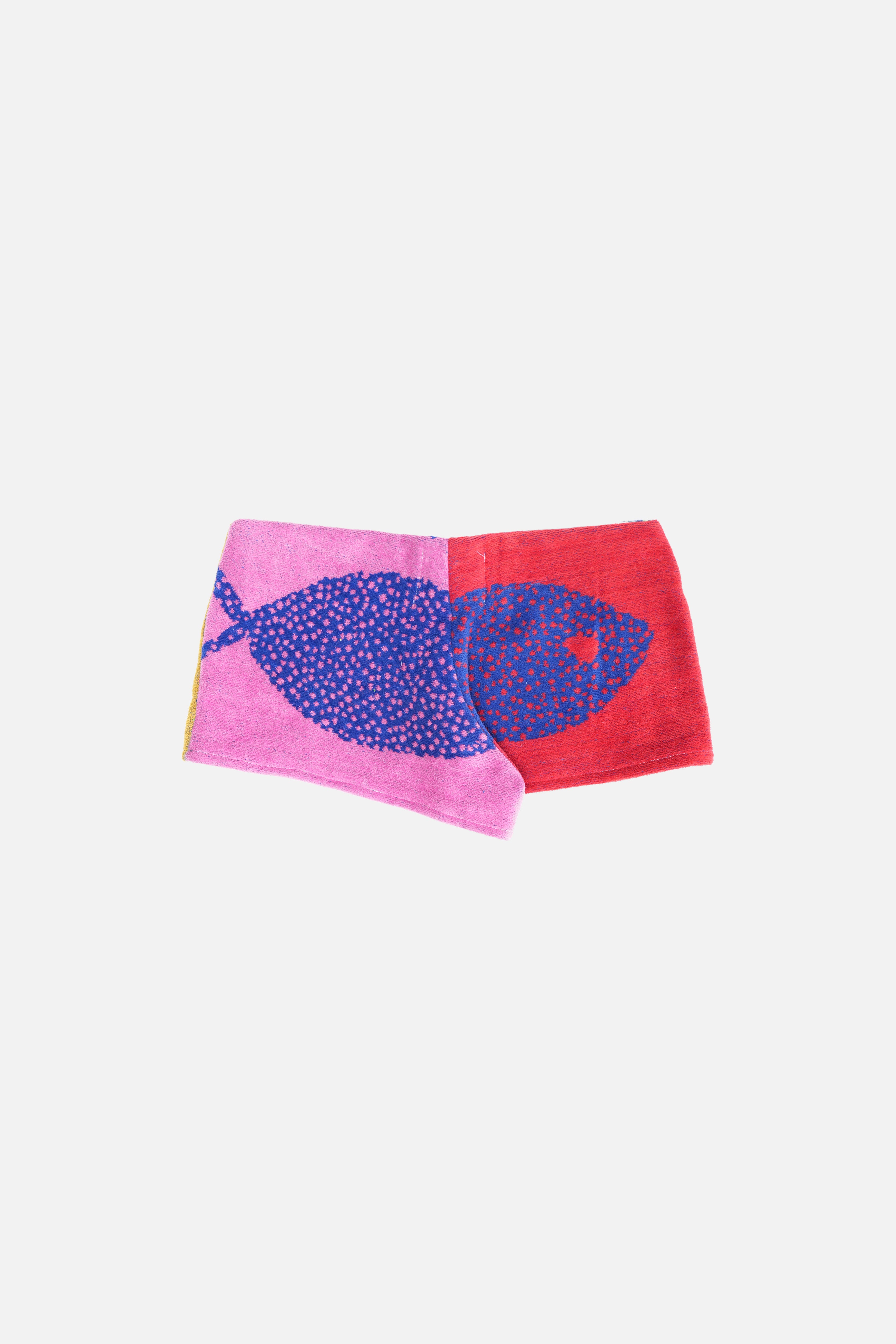 Towel Upcycled Mini Shorts — Rainbow Fish