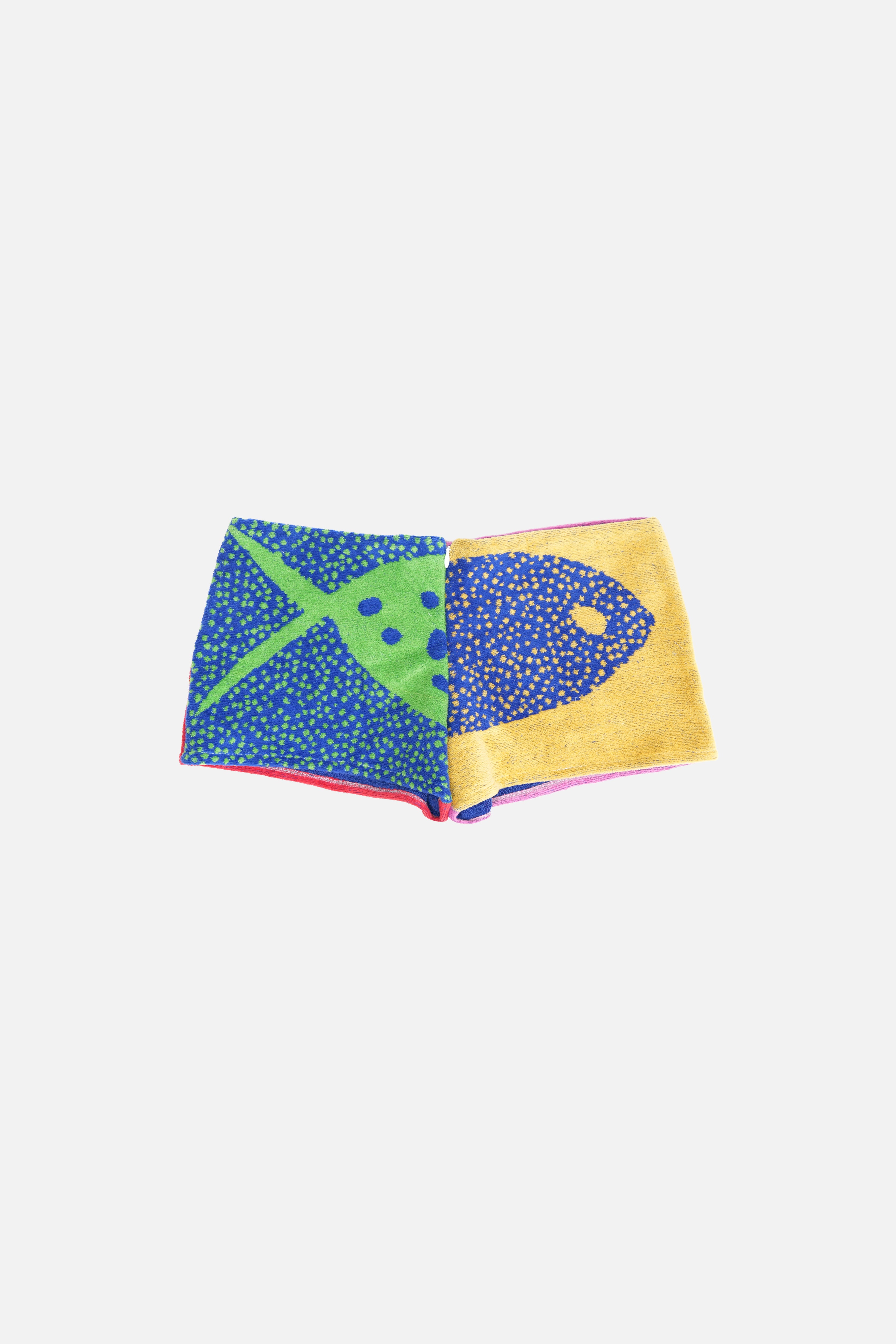 Towel Upcycled Mini Shorts — Rainbow Fish
