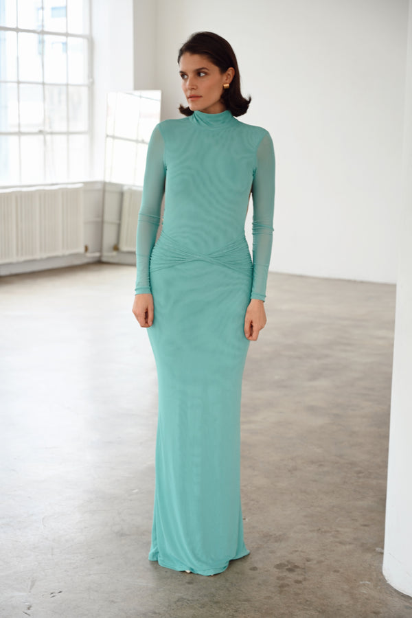 Salome Beaded Dress — Teal