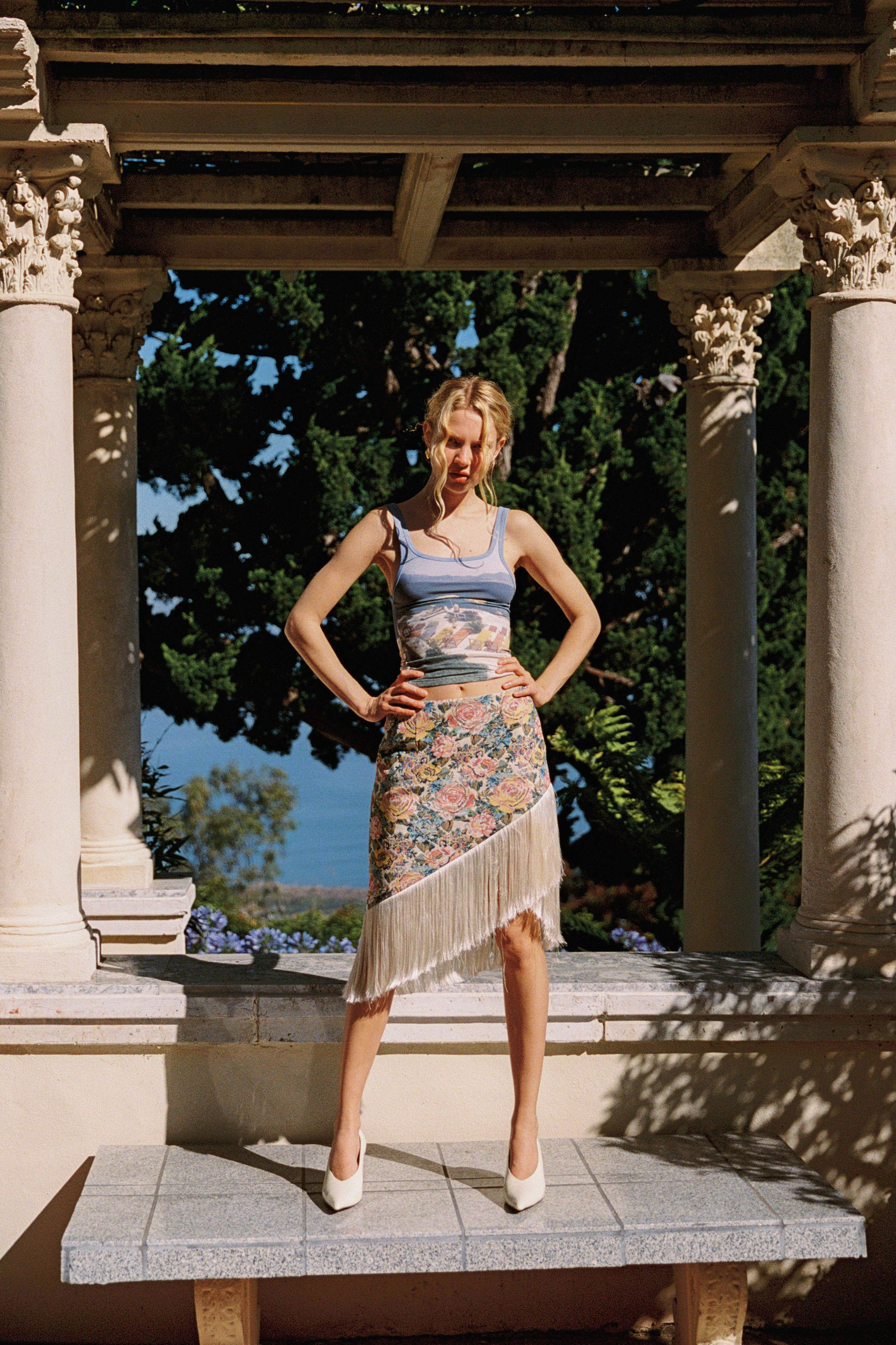 Gretchen Jacquard Skirt in floral jacquard, view 11