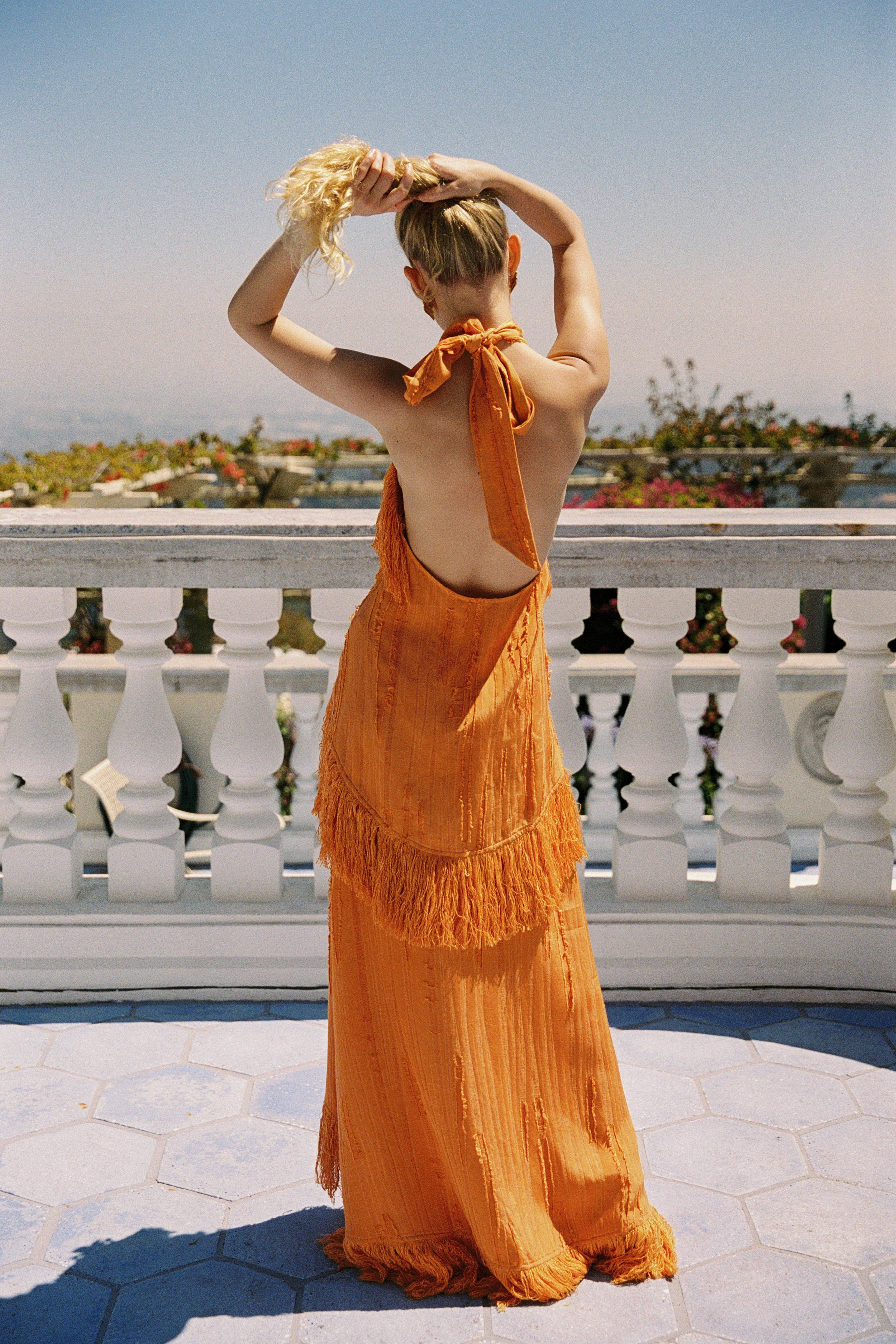 Jones Fringe Top in Orange, view 4