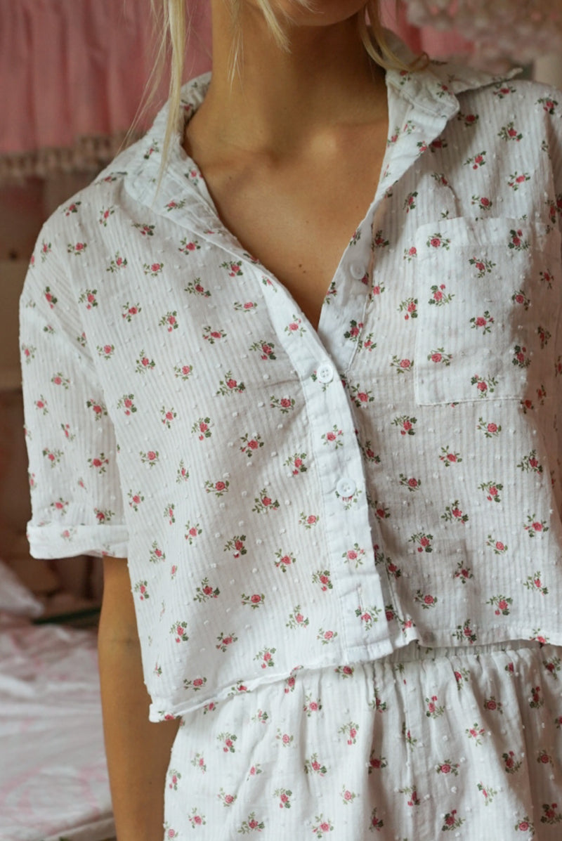 Rosy Collared Shorts Set — French Florets