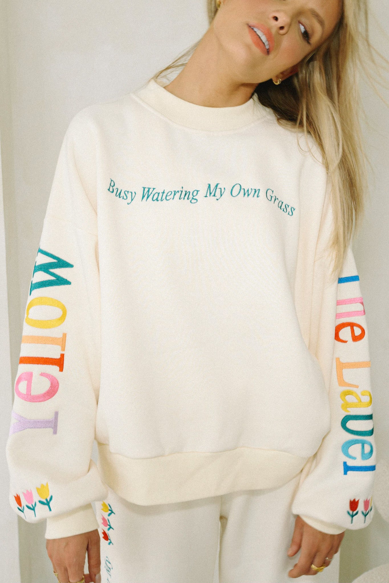 Expand Your Mind Embroidered Crew Neck Sweatshirt