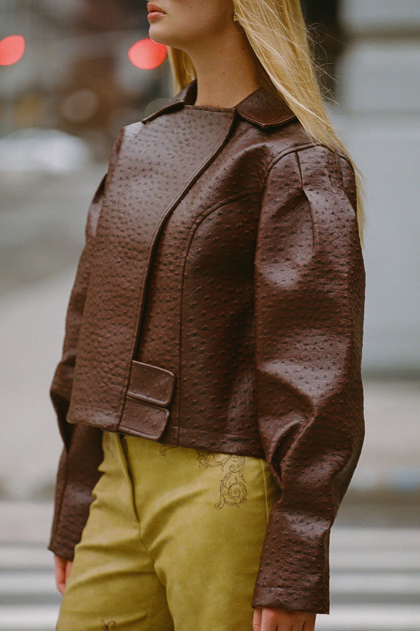 Oliver Ostrich Jacket — Mahogany
