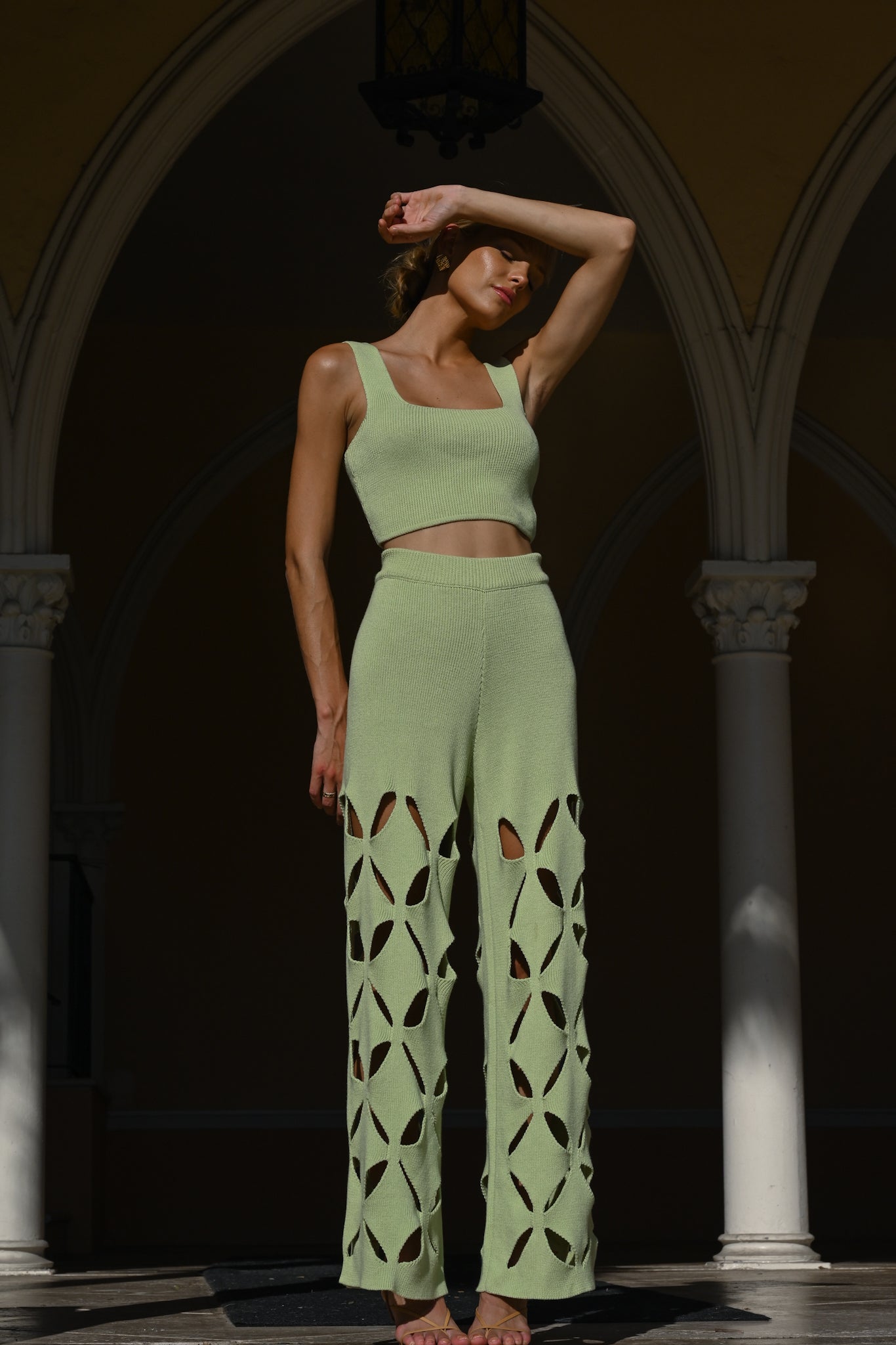 Taurus Knit Pant Set — Pea Green