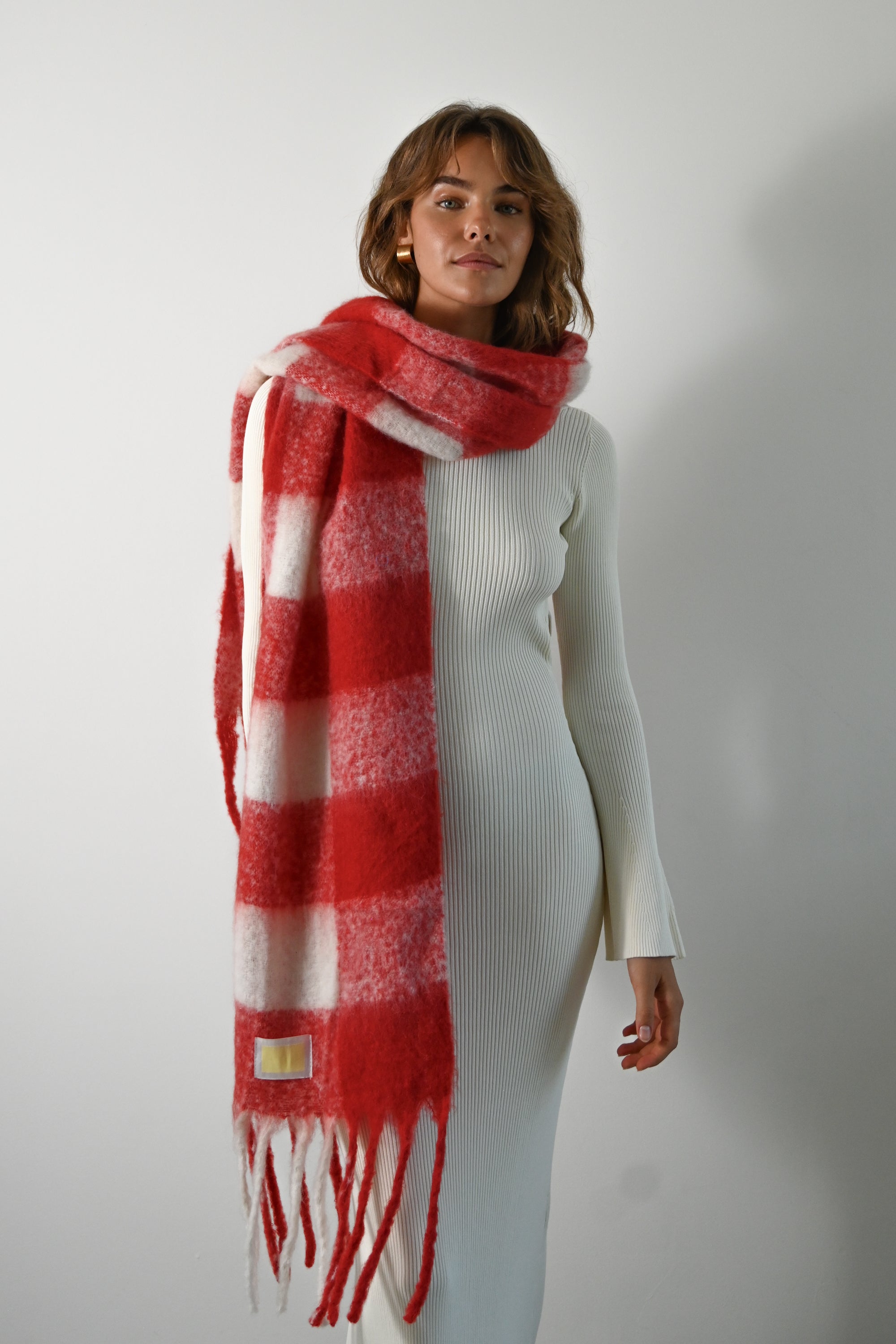 Leah Oversized Blanket Scarf — Red