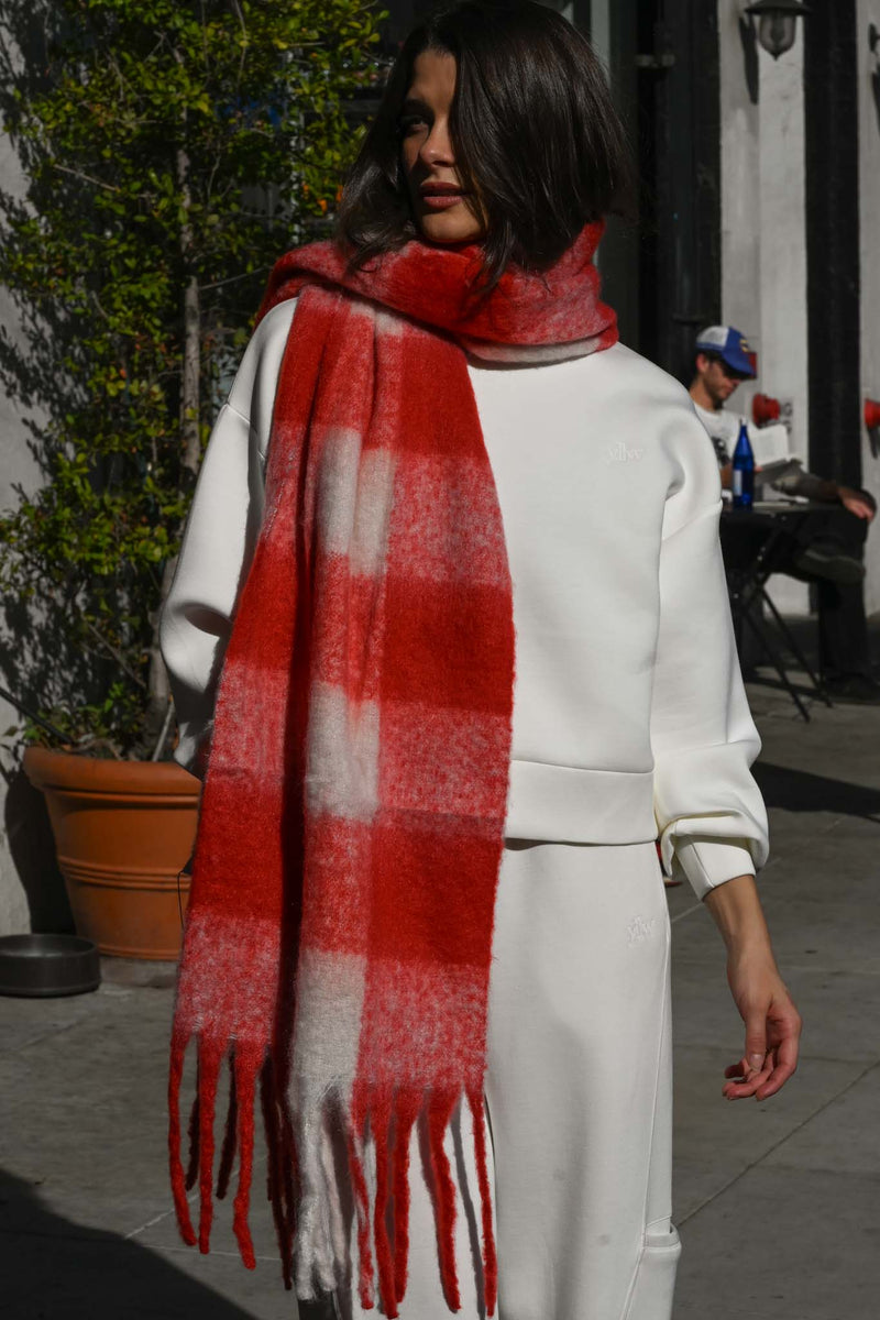 Leah oversized deken sjaal - rood