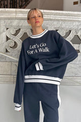 Let’s Go For A Walk Oversized Sweatshirt — Navy