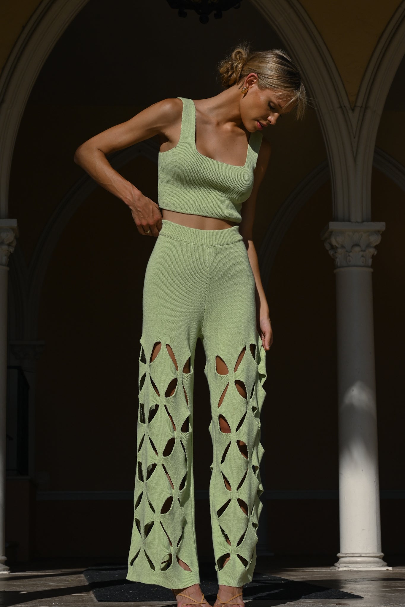 Taurus Knit Pant Set — Pea Green