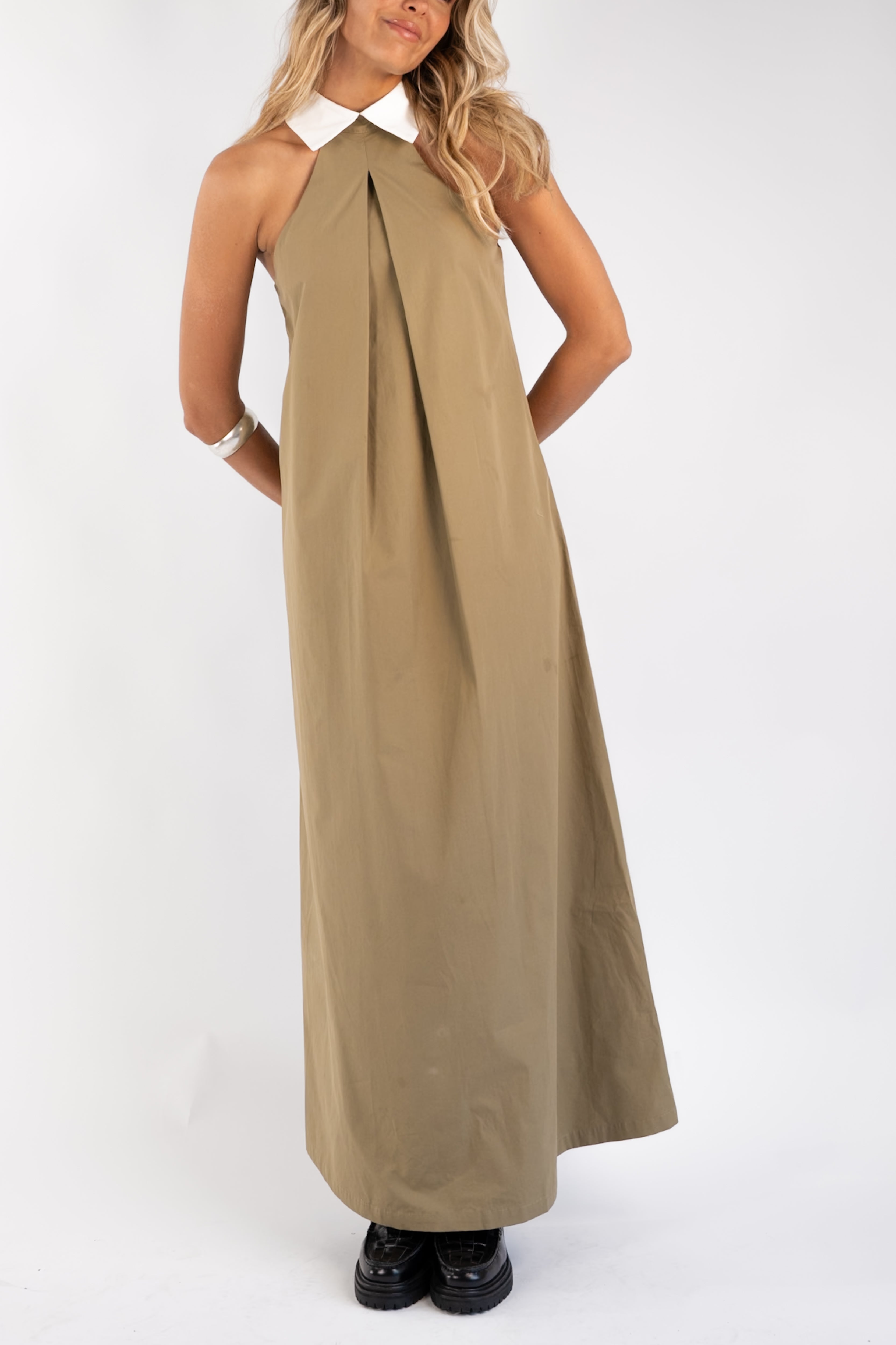 Reilly Cotton Poplin Dress — Olive