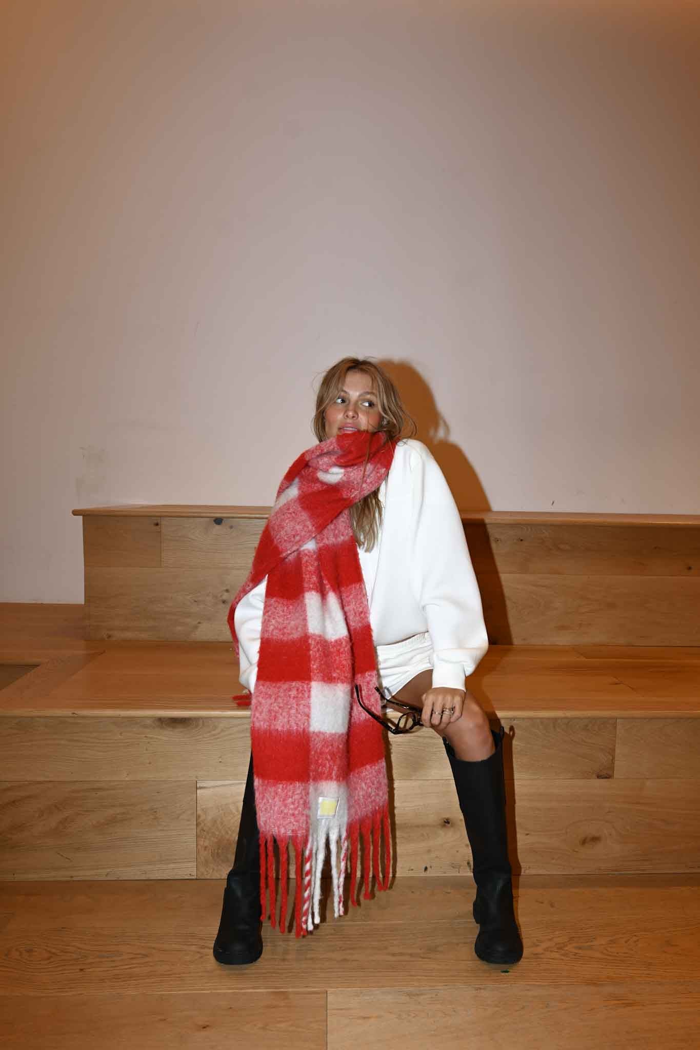 Leah Oversized Blanket Scarf — Red