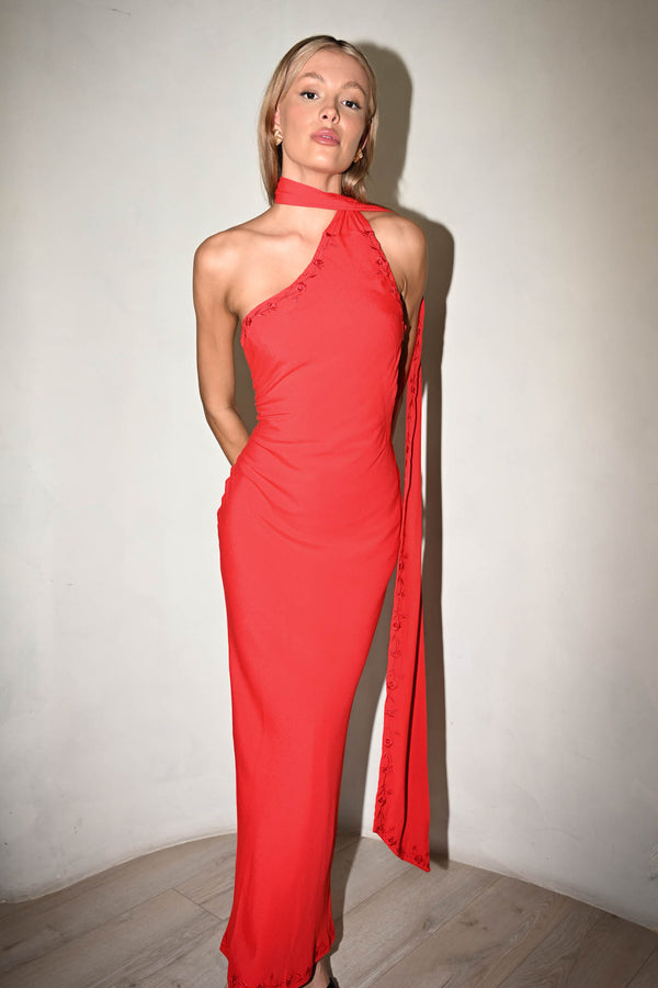 Hendricks jurk met één schouder - rood