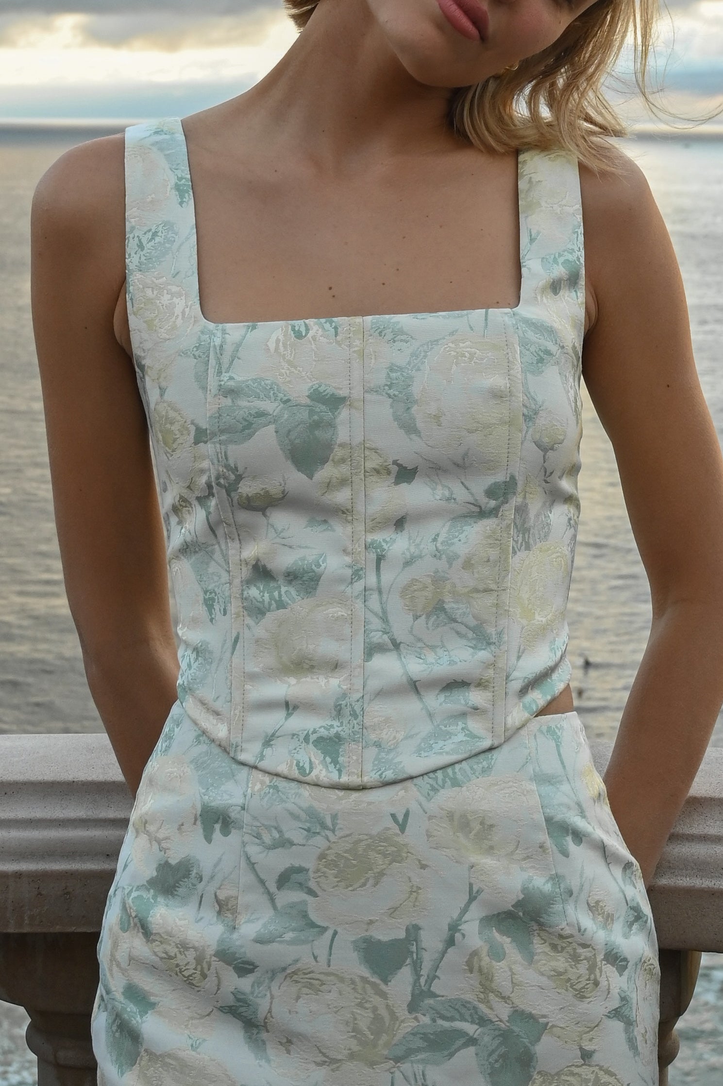 Andie Corset Top — Sage Floral