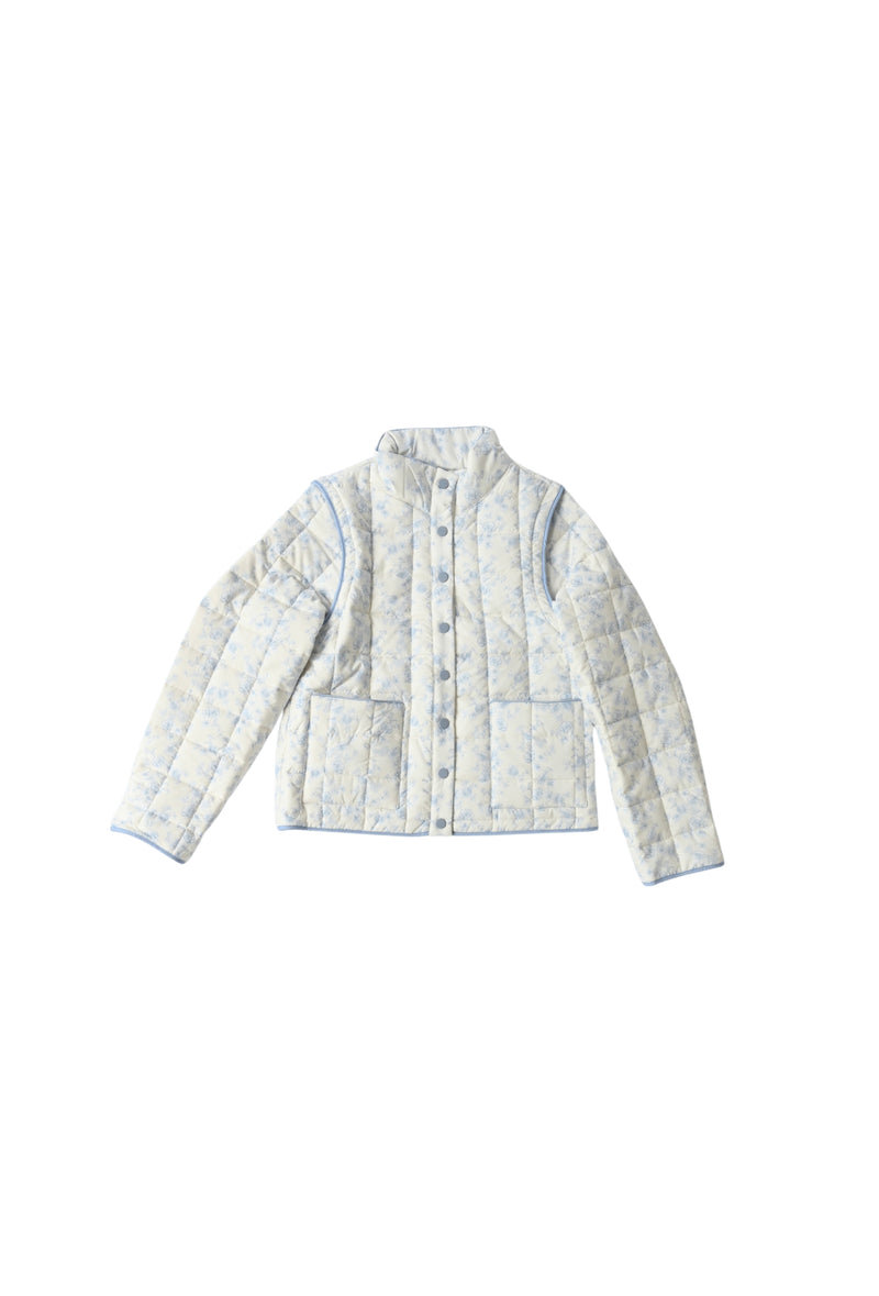 Amelia Quilted Convertible Jacket — Blue Toile